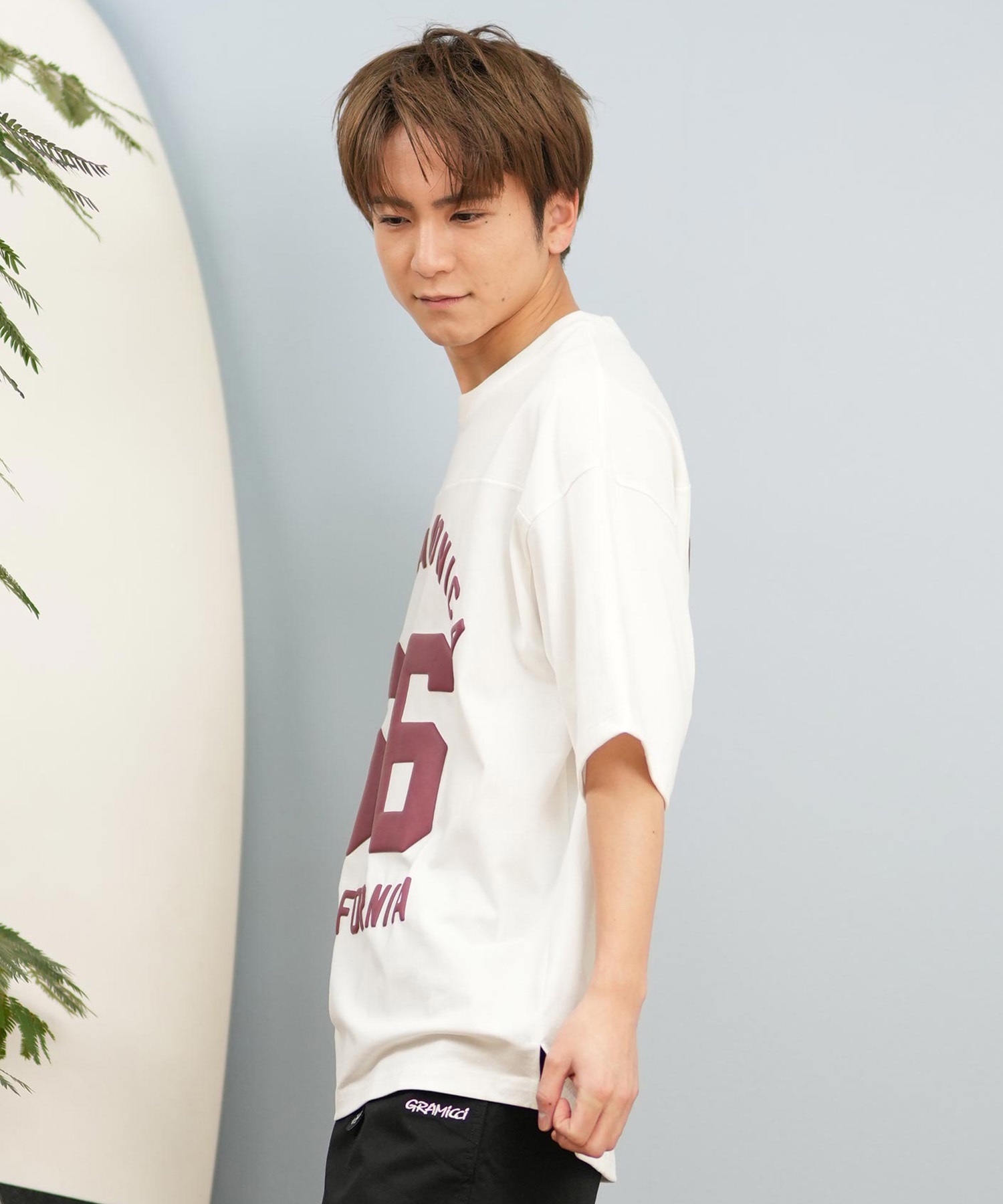 DEAR LAUREL ディアローレル 半袖 Tシャツ メンズ バックプリント 抗菌防臭 UVケア 接触冷感 CAL FOOTBALL TEE D25S2106(WHT-M)
