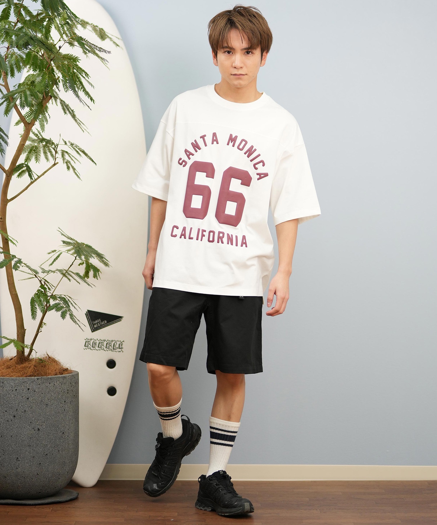 DEAR LAUREL ディアローレル 半袖 Tシャツ メンズ バックプリント 抗菌防臭 UVケア 接触冷感 CAL FOOTBALL TEE D25S2106(WHT-M)