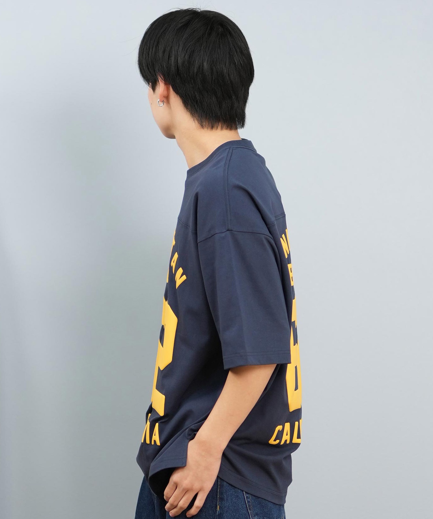 DEAR LAUREL ディアローレル 半袖 Tシャツ メンズ バックプリント 抗菌防臭 UVケア 接触冷感 CAL FOOTBALL TEE D25S2106(WHT-M)