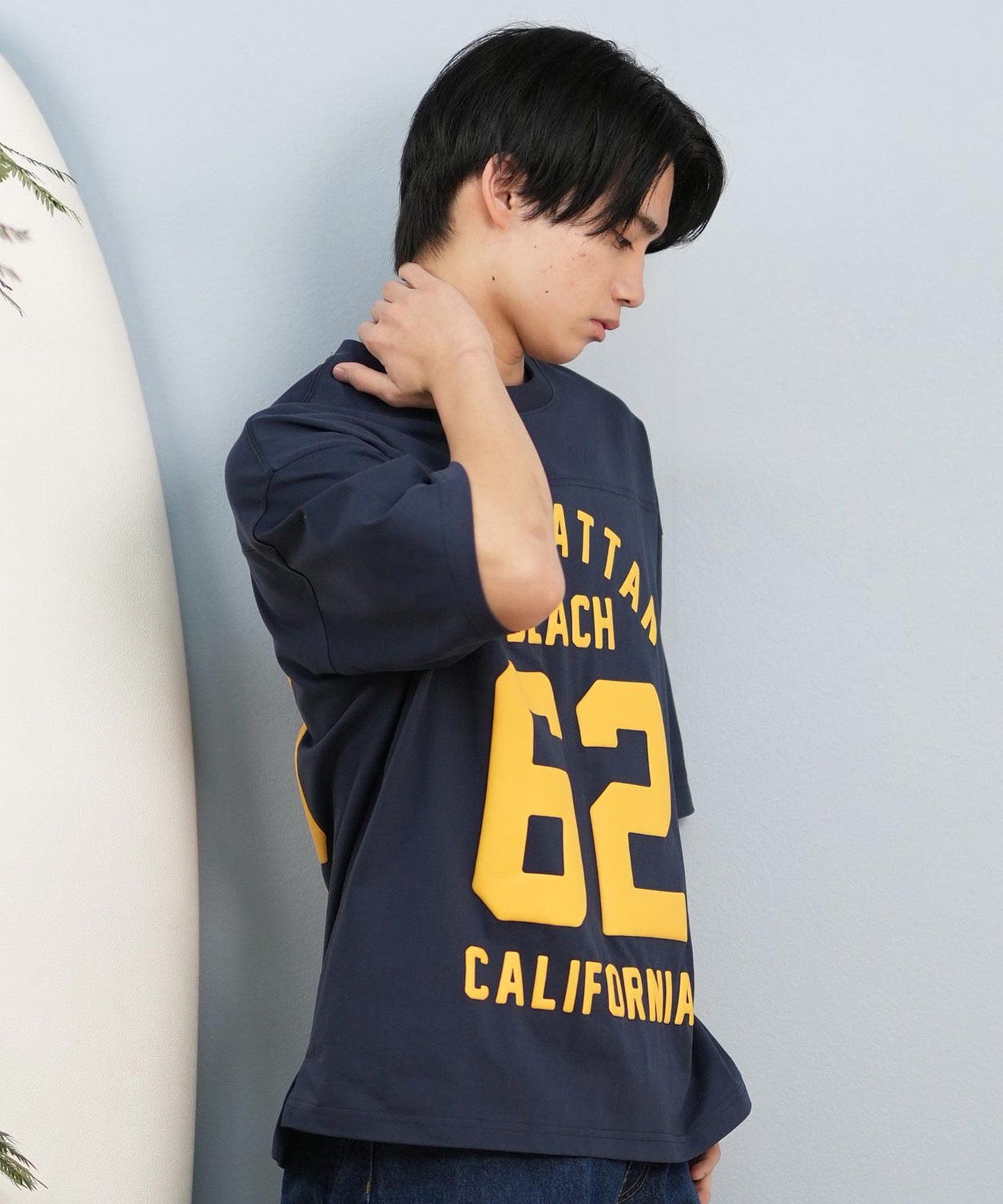 DEAR LAUREL ディアローレル 半袖 Tシャツ メンズ バックプリント 抗菌防臭 UVケア 接触冷感 CAL FOOTBALL TEE D25S2106(WHT-M)