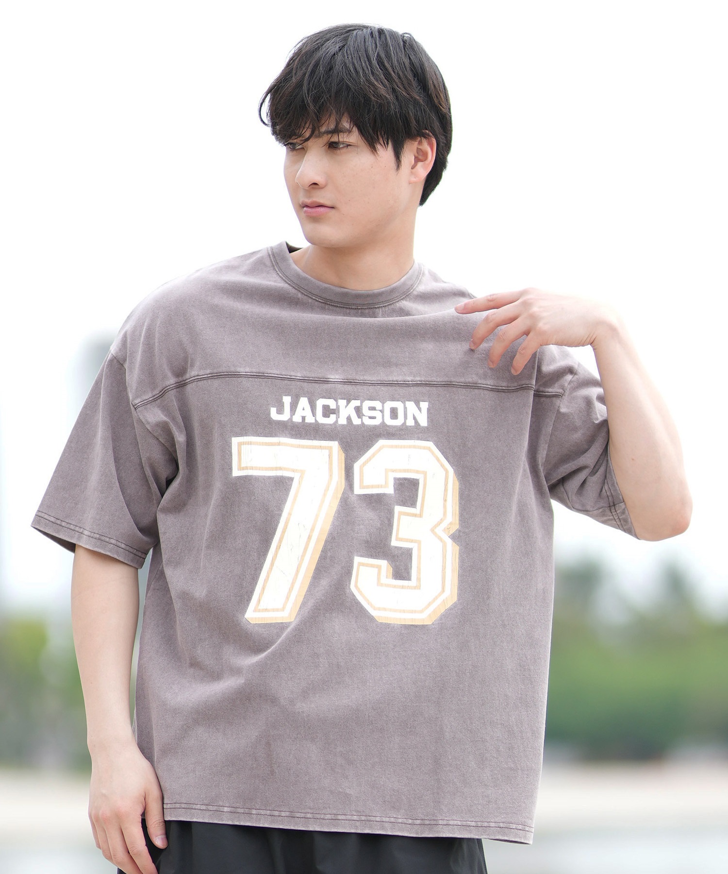 DEAR LAUREL ディアローレル 半袖 Tシャツ メンズ バックプリント ヴィンテージ風 JM FOOTBALL TEE DL25S-JM05(OFF-M)