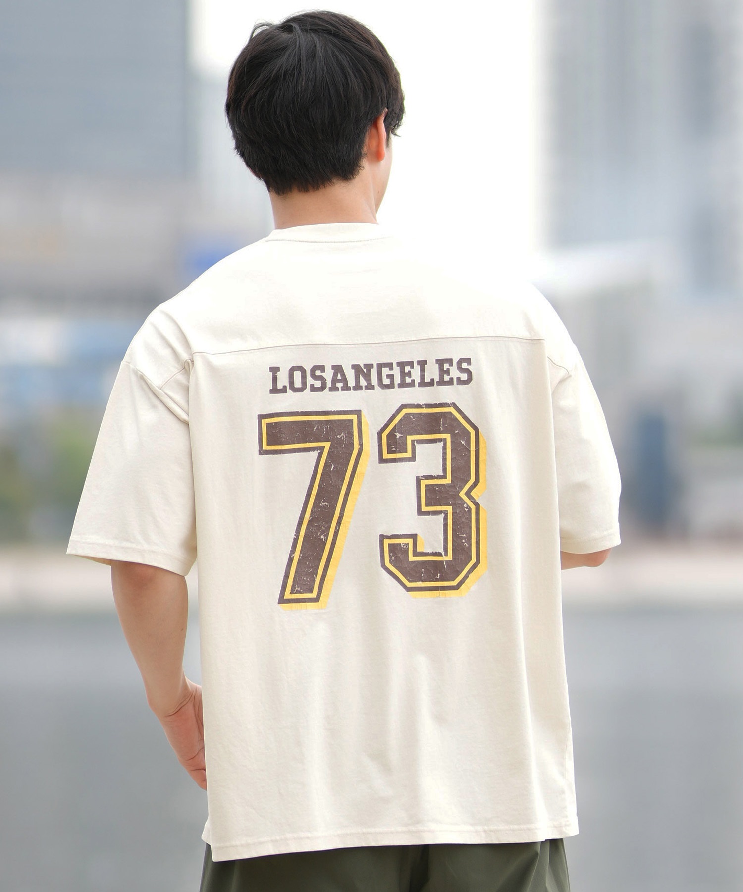 DEAR LAUREL ディアローレル 半袖 Tシャツ メンズ バックプリント ヴィンテージ風 JM FOOTBALL TEE DL25S-JM05(OFF-M)