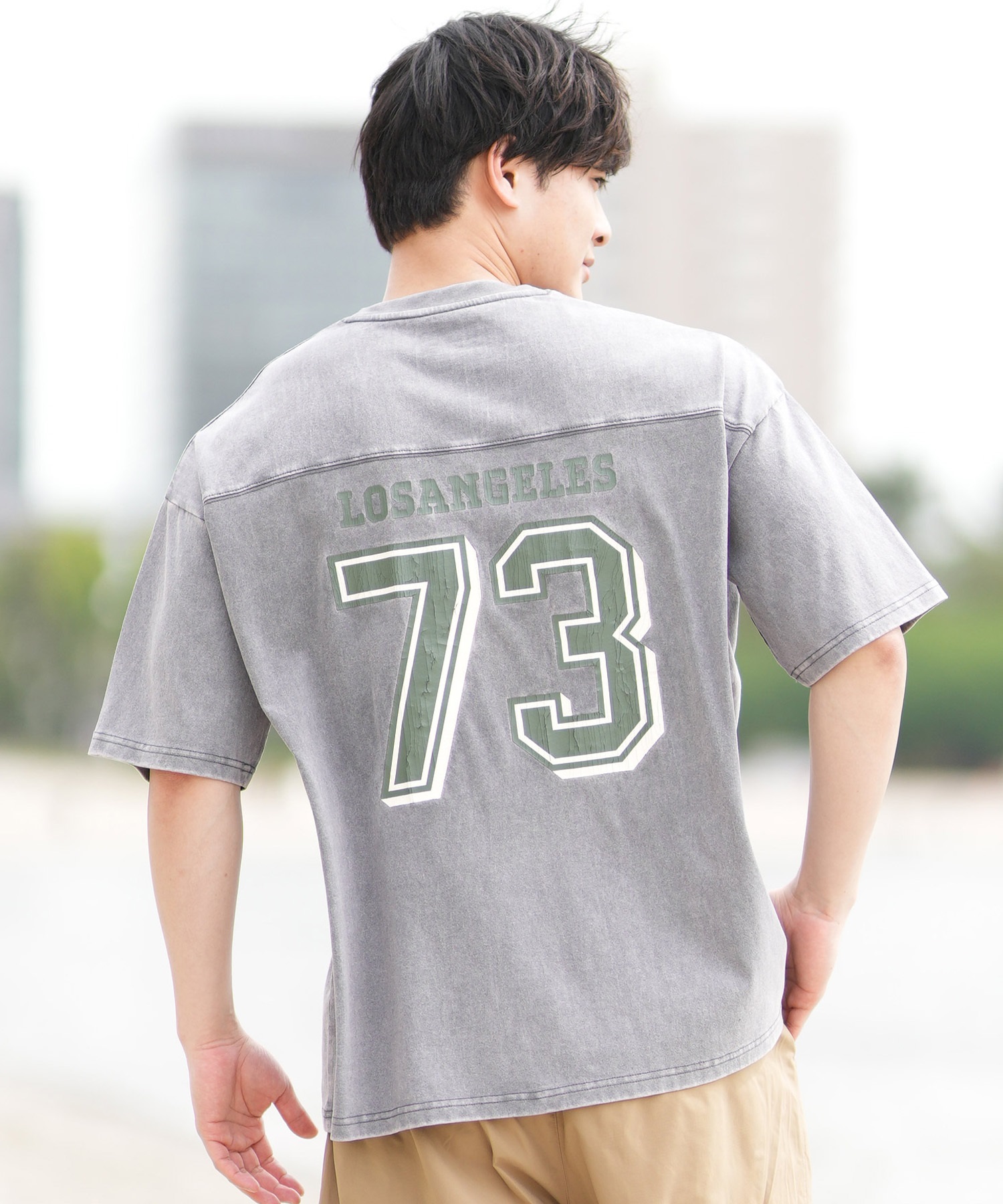 DEAR LAUREL ディアローレル 半袖 Tシャツ メンズ バックプリント ヴィンテージ風 JM FOOTBALL TEE DL25S-JM05(OFF-M)