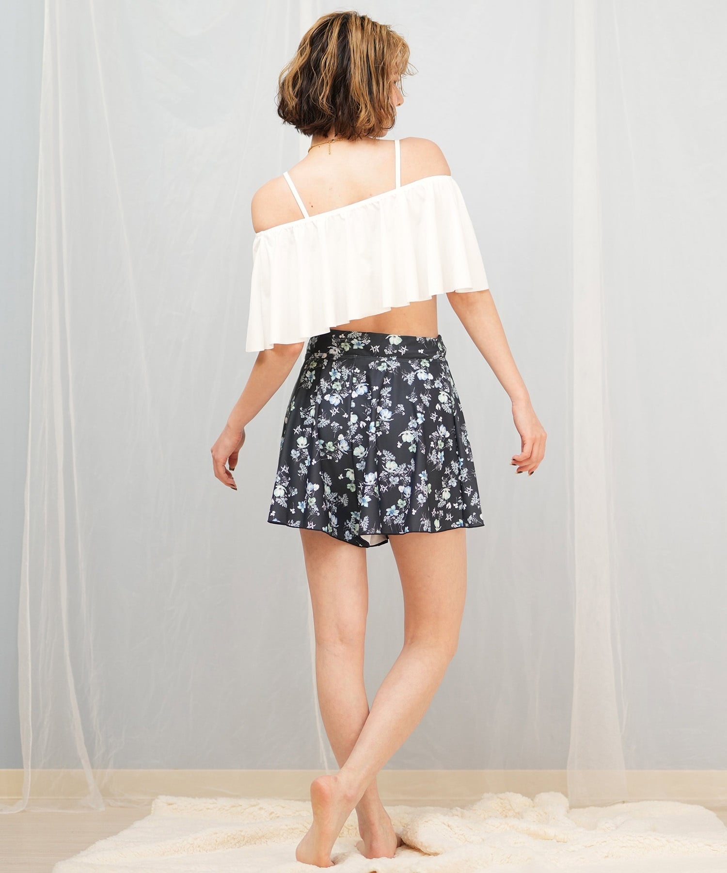 Beach Queen ビーチクイーン 水着 レディース  3点セット ショーツ付き フレア 403510(WHT-9)