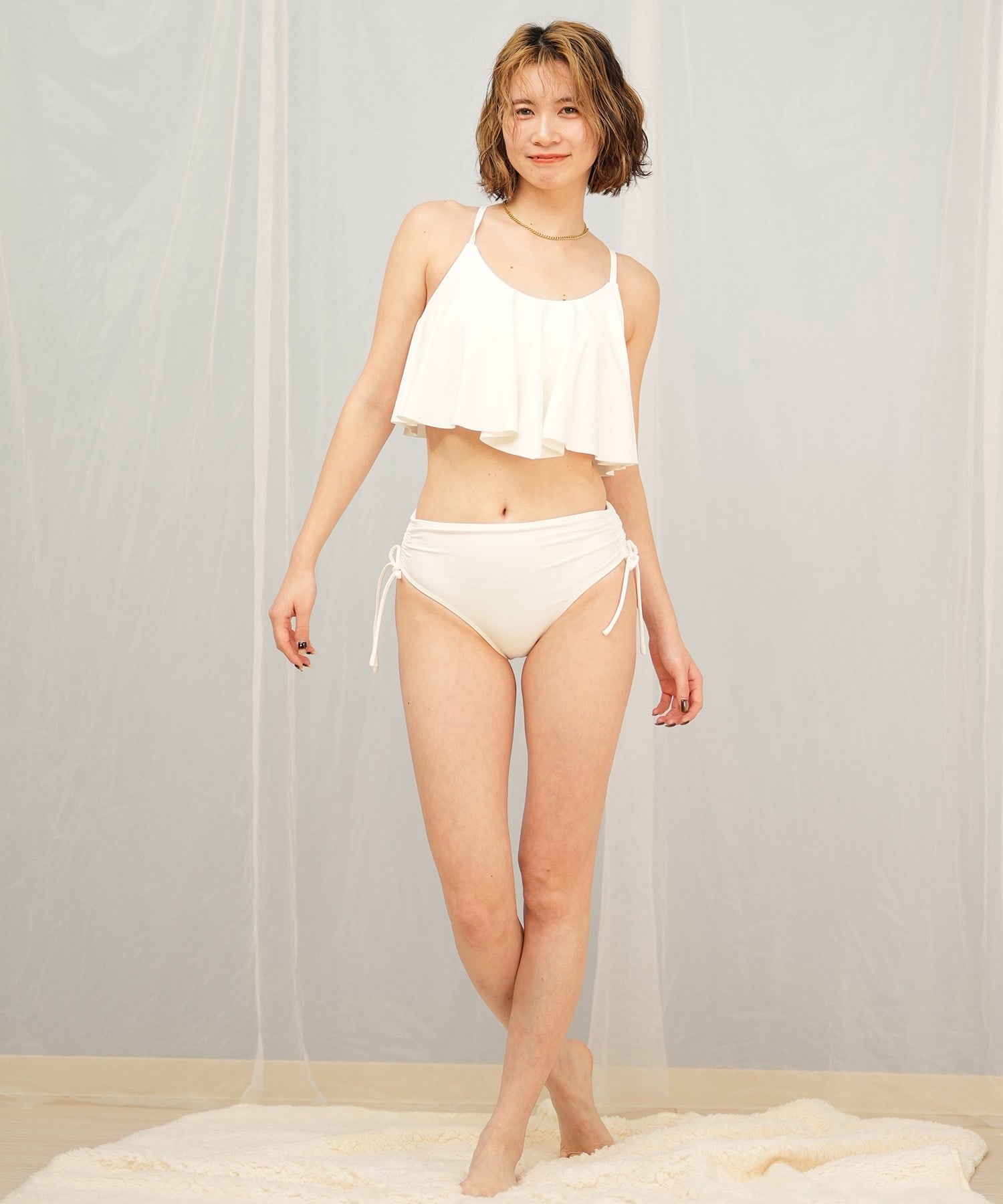 Beach Queen ビーチクイーン 水着 レディース  フリル ブラ 403800(WHT-9)