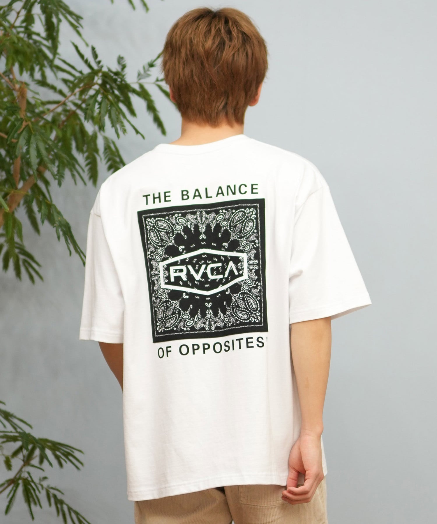 RVCA ルーカ 半袖 Tシャツ メンズ バックプリント BOXロゴ バンダナ柄 BF041-P20(WHT-S)
