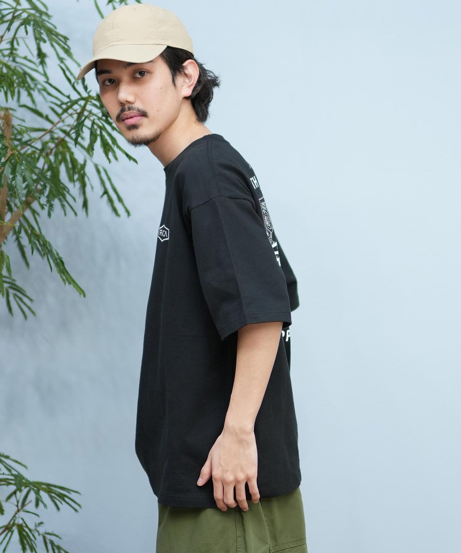 RVCA ルーカ 半袖 Tシャツ メンズ バックプリント BOXロゴ バンダナ柄 BF041-P20(WHT-S)