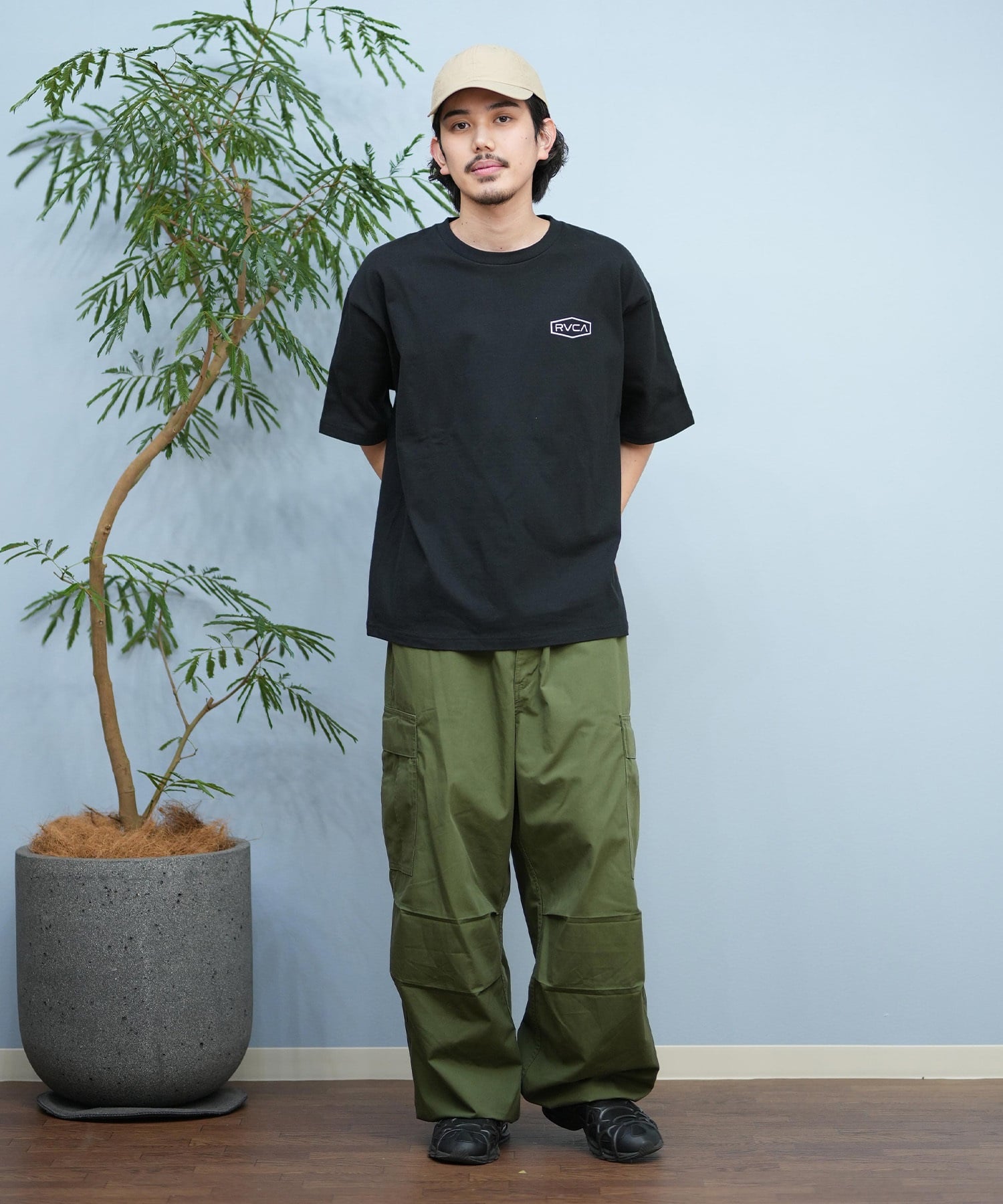 RVCA ルーカ 半袖 Tシャツ メンズ バックプリント BOXロゴ バンダナ柄 BF041-P20(WHT-S)