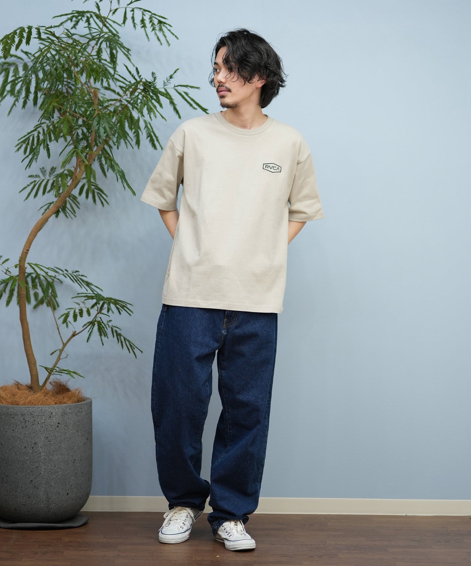 RVCA ルーカ 半袖 Tシャツ メンズ バックプリント BOXロゴ バンダナ柄 BF041-P20(WHT-S)