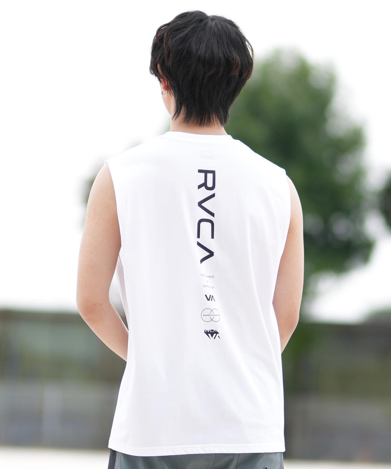 RVCA ルーカ ラッシュガード メンズ タンクトップ バックプリント UVカット 吸水速乾 水陸両用 BF041-878(WHT-S)