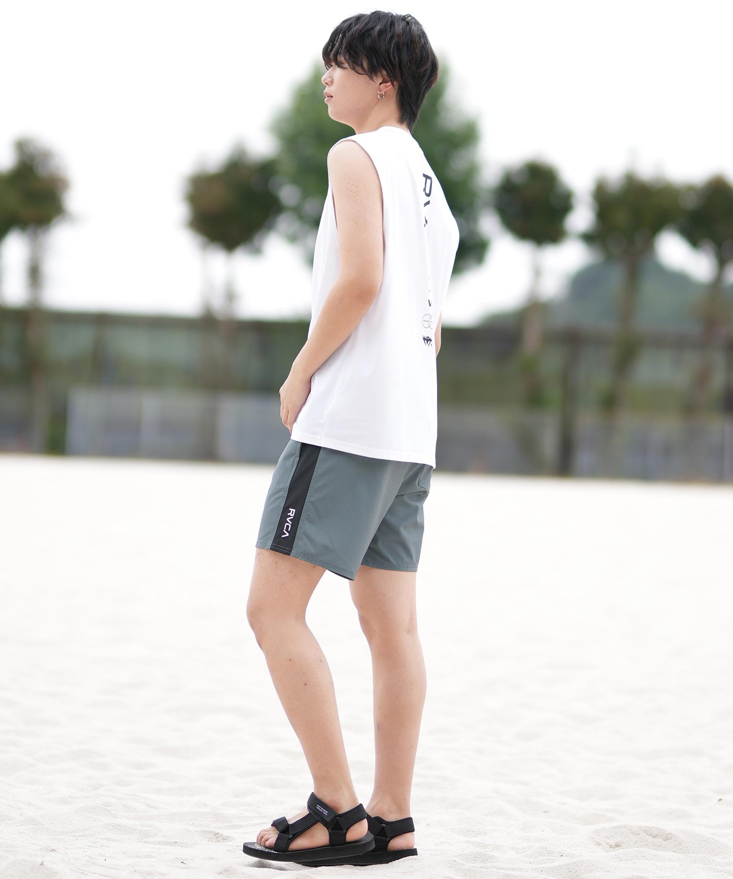 RVCA ルーカ ラッシュガード メンズ タンクトップ バックプリント UVカット 吸水速乾 水陸両用 BF041-878(WHT-S)