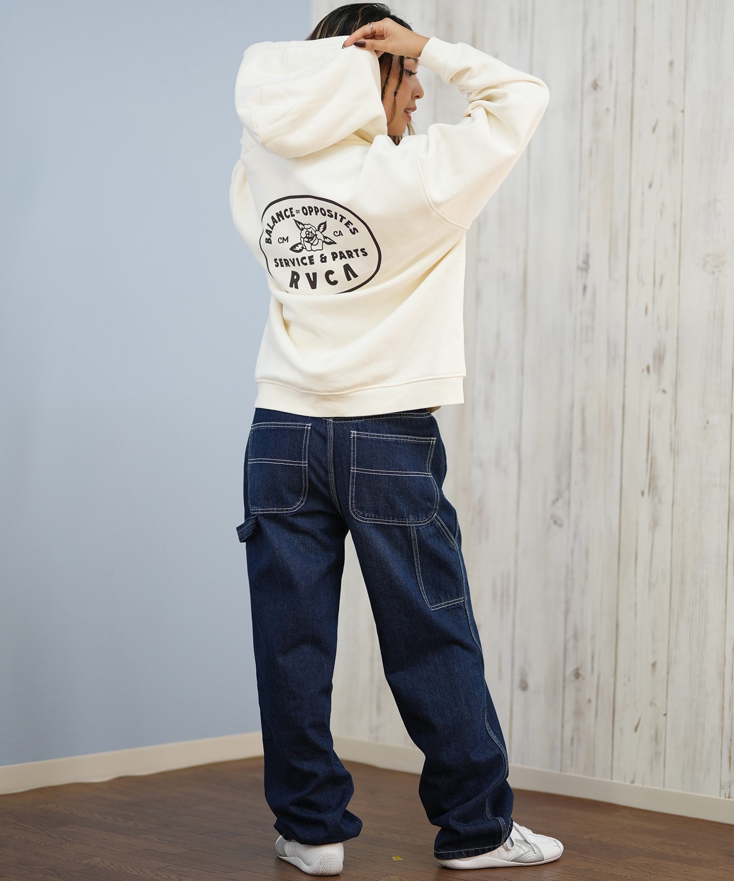 RVCA ルーカ ジップアップ パーカー レディース バックプリント ロゴ 裏起毛 COURT ZIP HOODIE BF044-015(BLK-S)