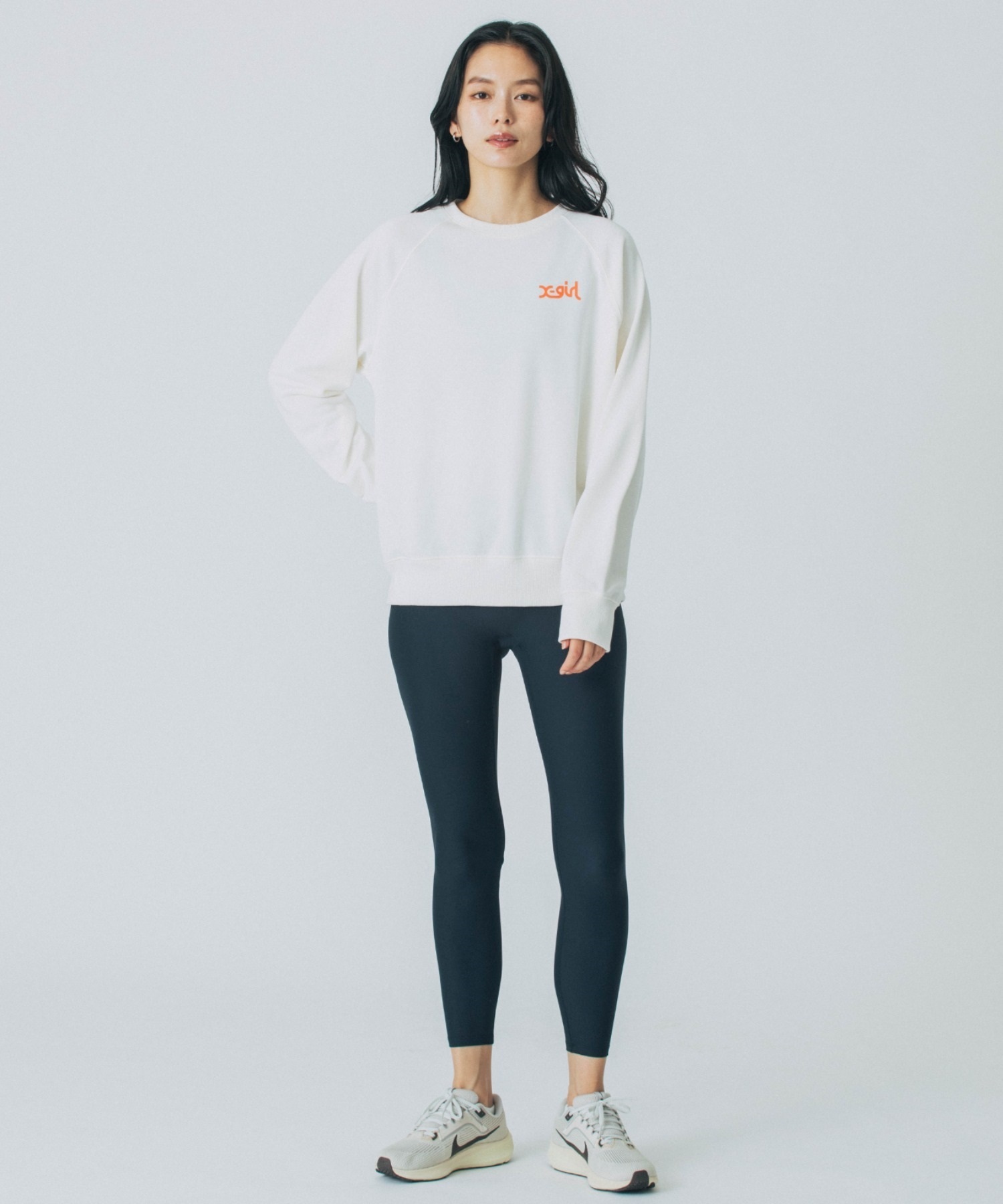 X-girl SPORTS エックスガールスポーツトレーナー レディース クルーネック スウェット 裏毛 UVカット 吸水速乾 155251012003(WHITE-M)