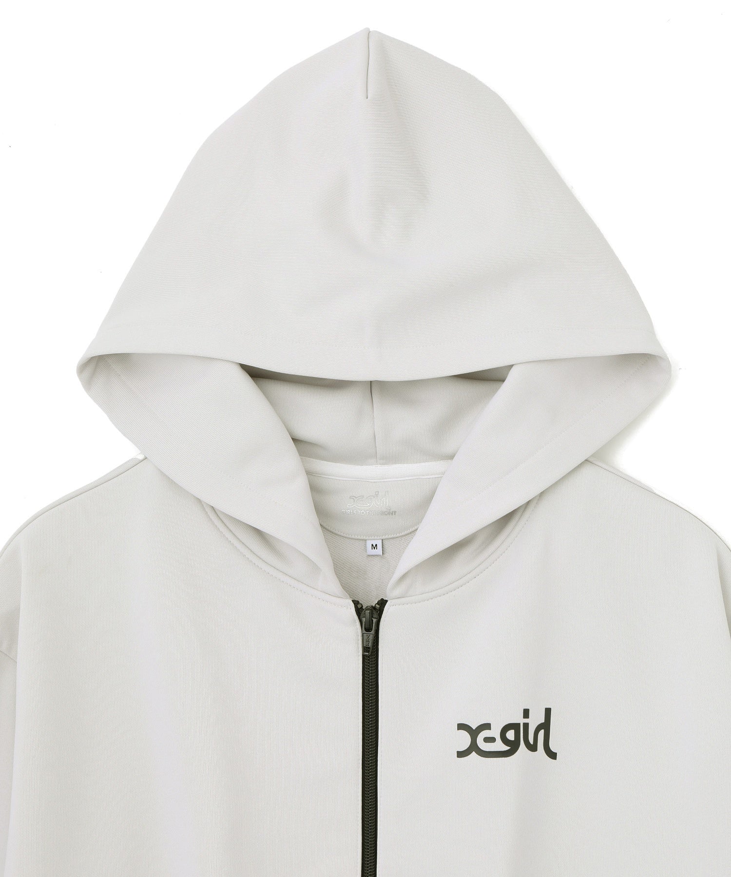 X-girl SPORTS エックスガールスポーツ ジップアップ パーカー レディース クロップド丈 ショート丈 ロゴ セットアップ対応 155253012001(BK-M)