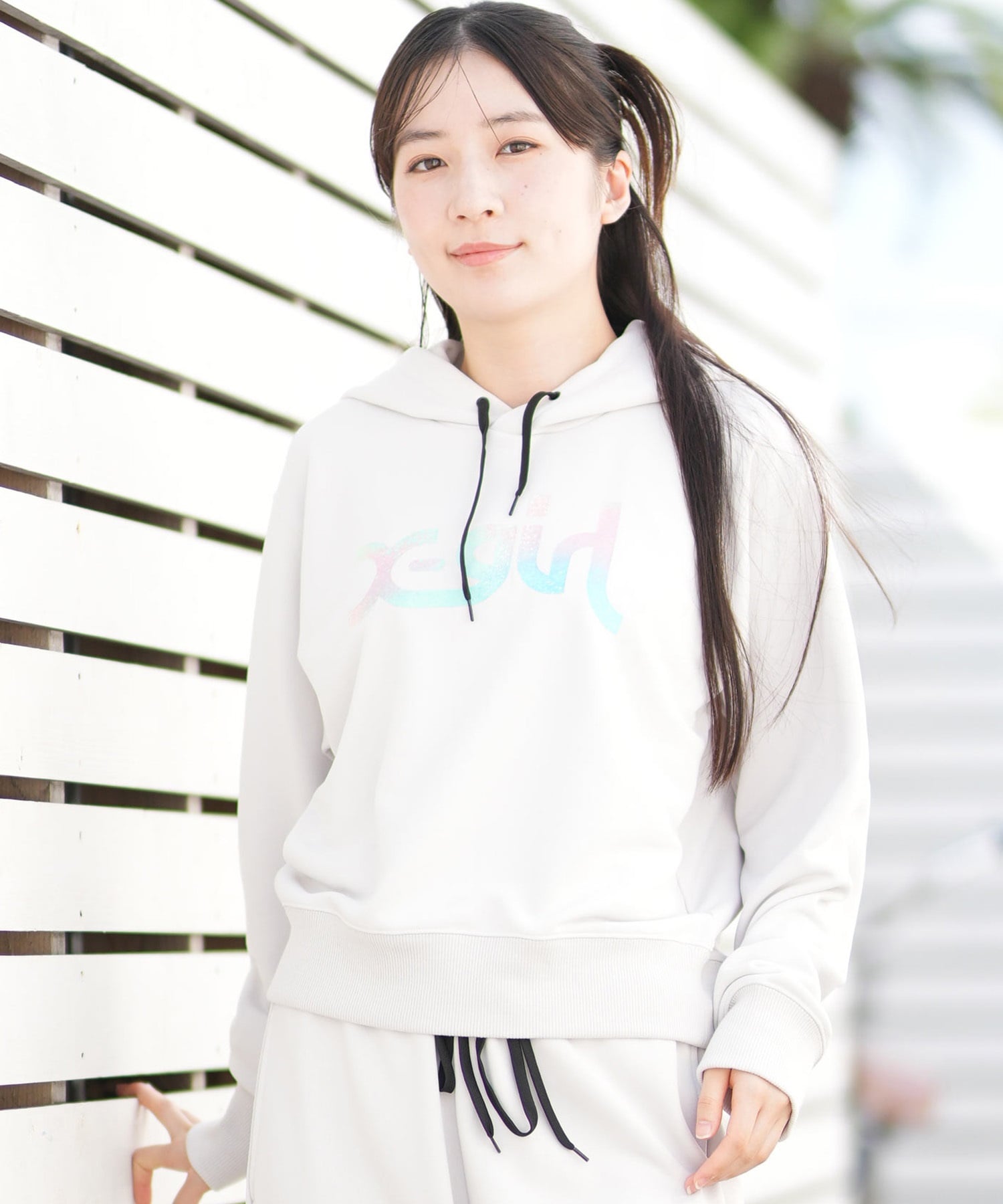 X-girl SPORTS エックスガールスポーツ プルオーバー パーカー レディース クロップド丈 ショート丈 ロゴ 155253012002(BK-M)