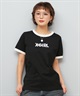 X-girl エックスガール 半袖 Tシャツ レディース リンガーシャツ フロントロゴ LOGO S S RINGER CLASSIC TEE 105251011031(BLACK-S)