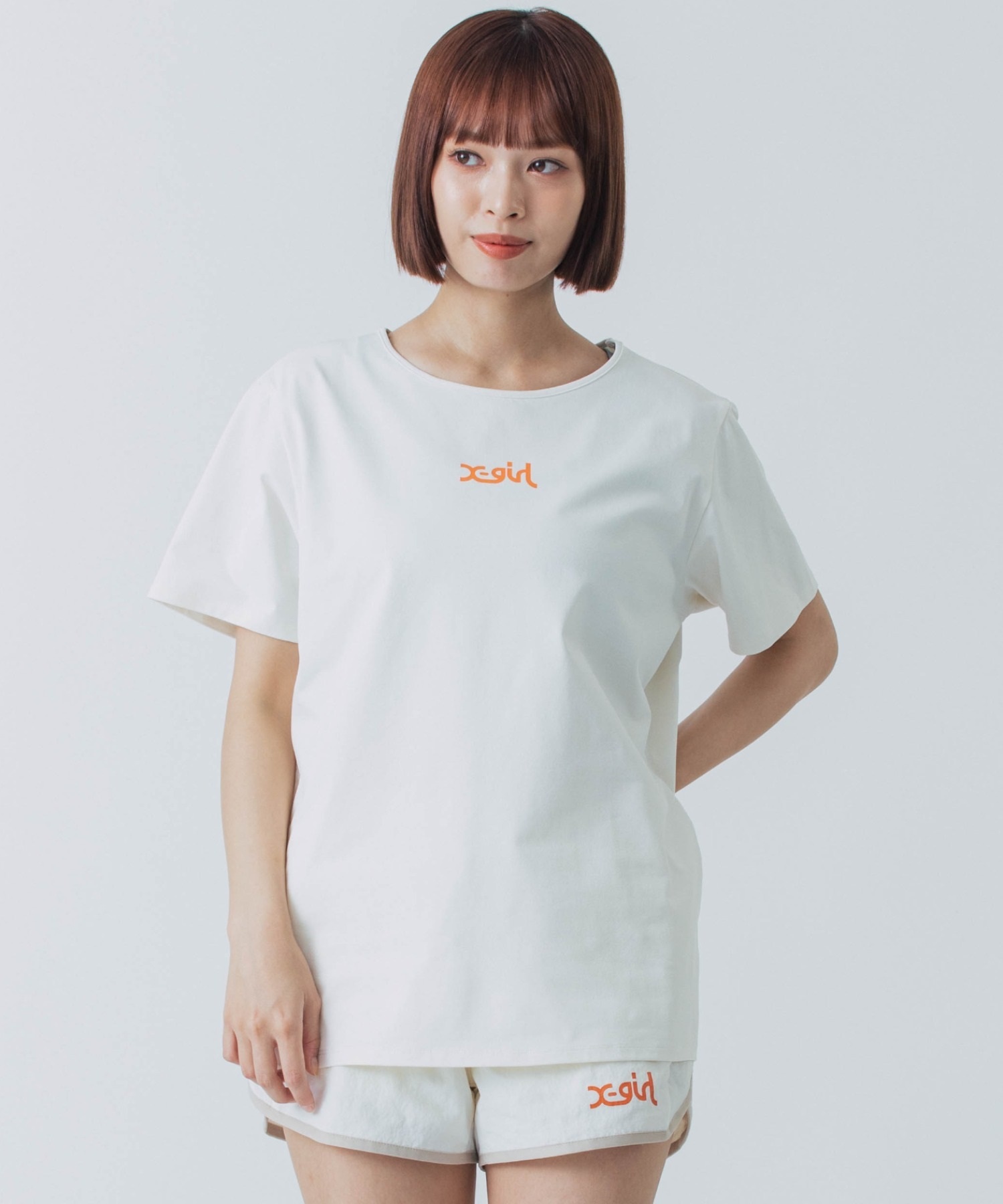 X-girl SPORTSエックスガールスポーツ半袖 Tシャツ レディース UVカット 吸水速乾 接触冷感 155251013006(WHITE-M)