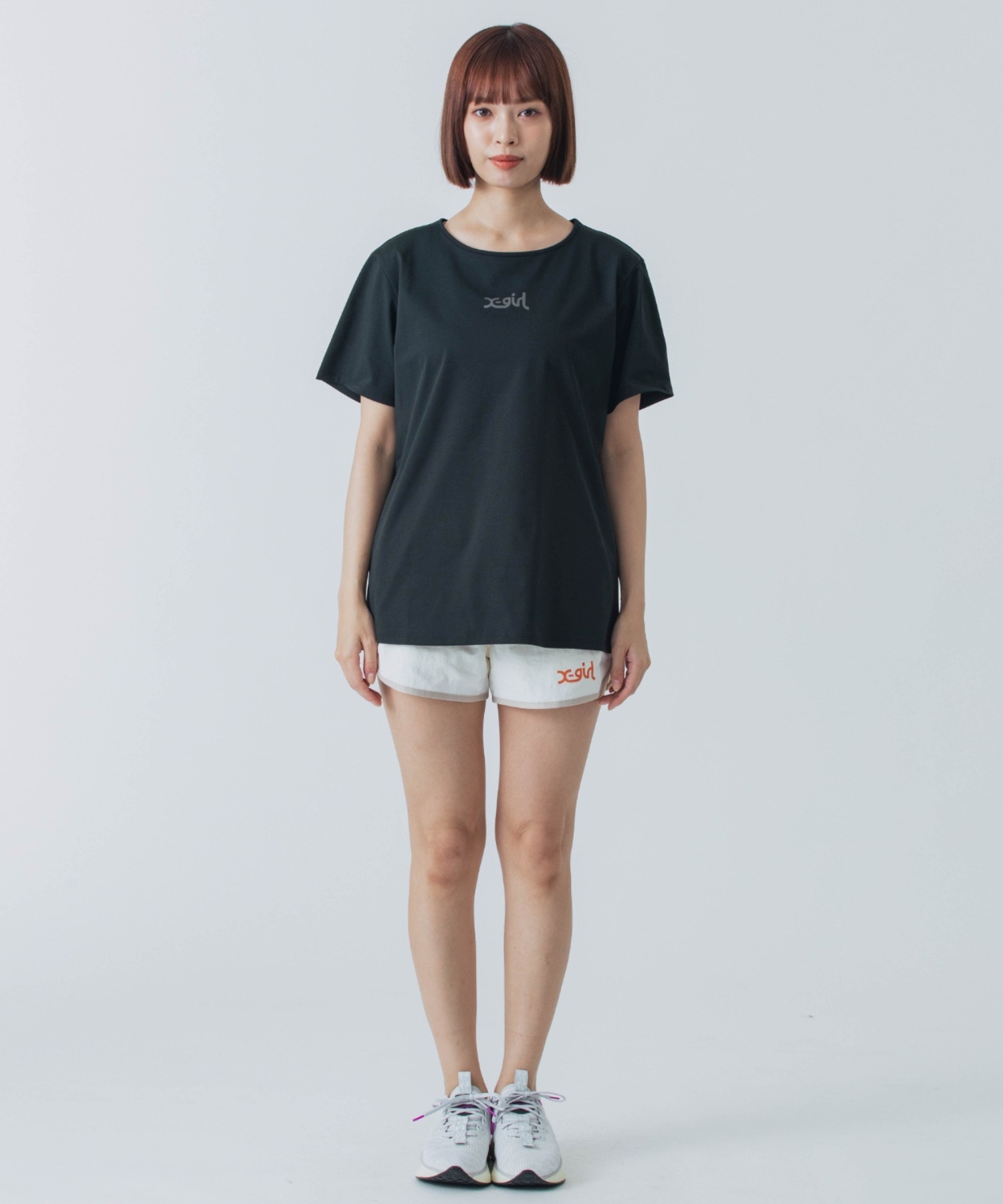 X-girl SPORTSエックスガールスポーツ半袖 Tシャツ レディース UVカット 吸水速乾 接触冷感 155251013006(WHITE-M)