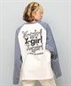 X-girl エックスガール 長袖 Tシャツ レディース ロンT ラグラン バックプリント オーバーサイズ ANML TRPL LG BB BIG TEE 105251011026(BLACK-S)