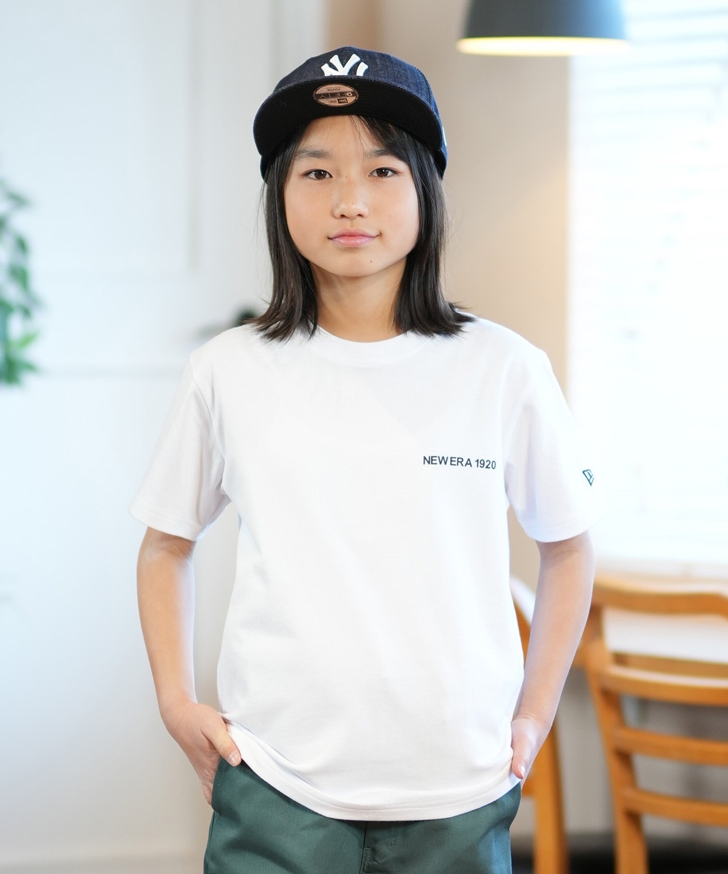 NEW ERA ニューエラ 半袖 Tシャツ キッズ バックプリント Youth 半袖 コットン Tシャツ NEW ERA 1920 14414386(WHT-130cm)