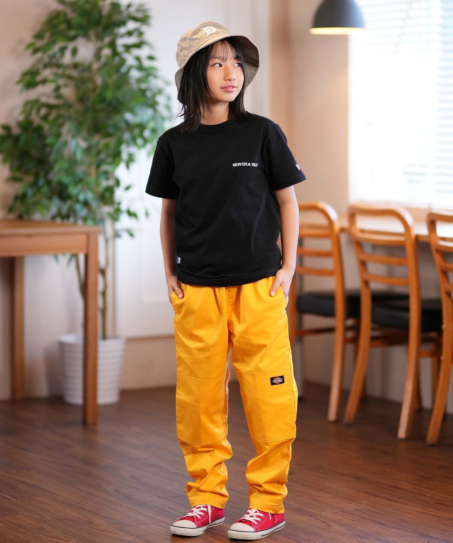 NEW ERA ニューエラ 半袖 Tシャツ キッズ バックプリント Youth 半袖 コットン Tシャツ NEW ERA 1920 14414388(BLK-130cm)