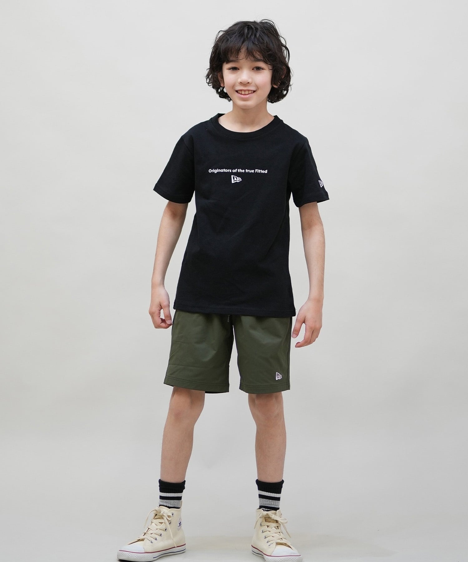 NEW ERA ニューエラ 半袖 Tシャツ キッズ バックプリント Youth 半袖 コットン Tシャツ Circle OOTTF 14414391(BLK-130cm)