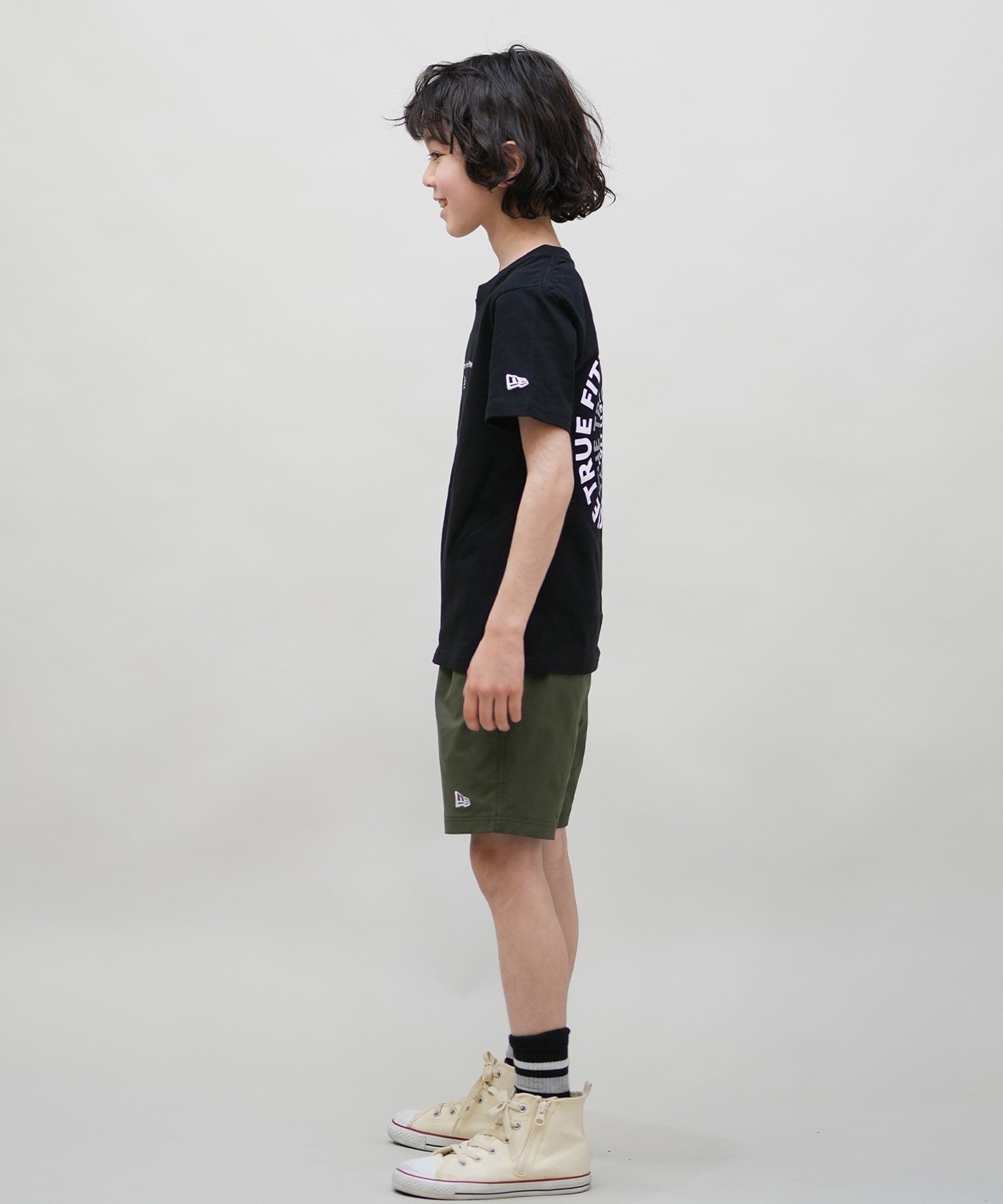NEW ERA ニューエラ 半袖 Tシャツ キッズ バックプリント Youth 半袖 コットン Tシャツ Circle OOTTF 14414391(BLK-130cm)