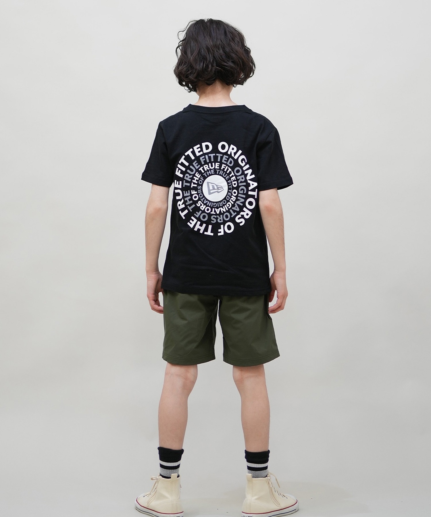 NEW ERA ニューエラ 半袖 Tシャツ キッズ バックプリント Youth 半袖 コットン Tシャツ Circle OOTTF 14414391(BLK-130cm)