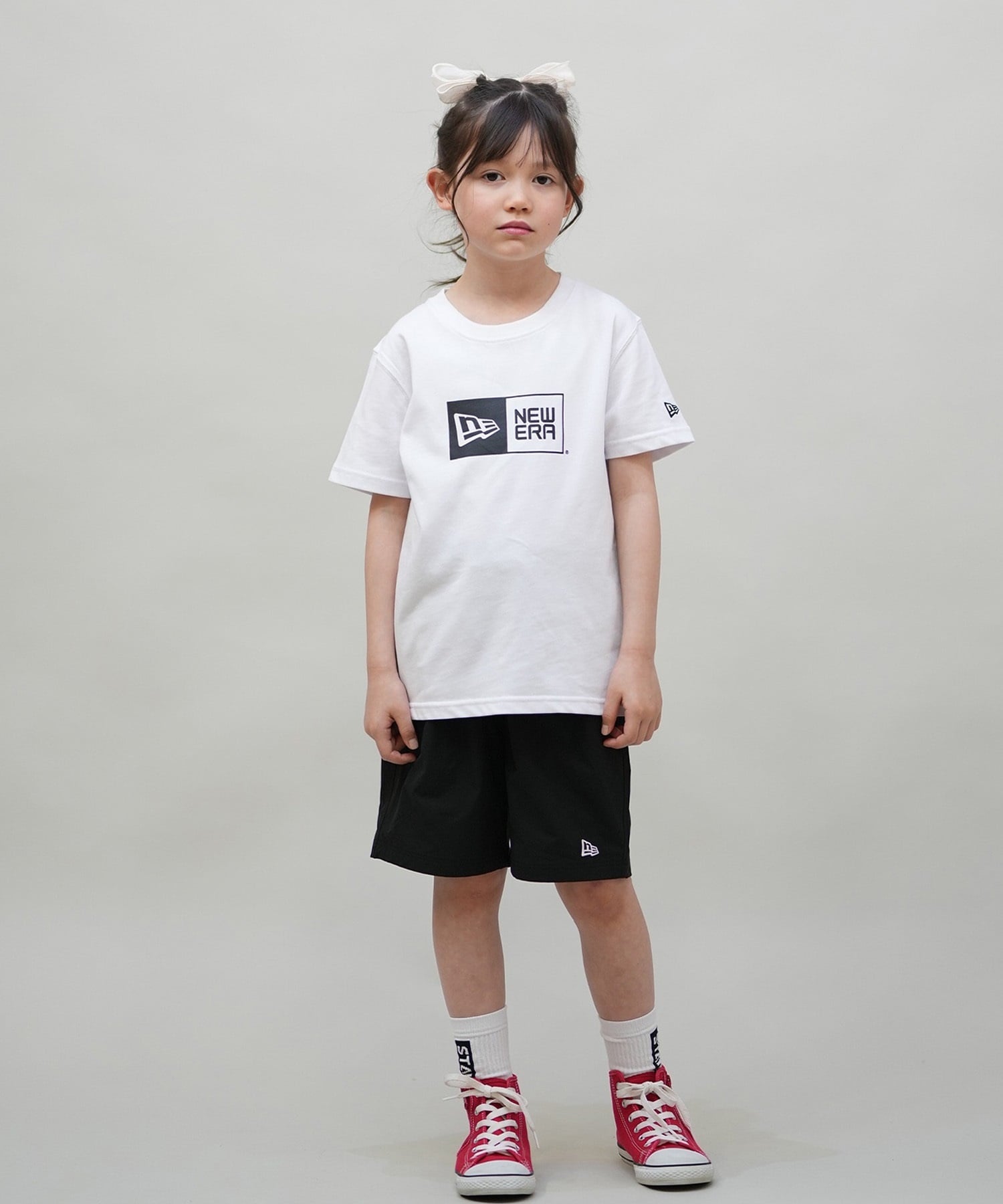 NEW ERA ニューエラ 半袖 Tシャツ キッズ Youth 半袖 コットン Tシャツ ボックスロゴ 14521378(WHT-130cm)