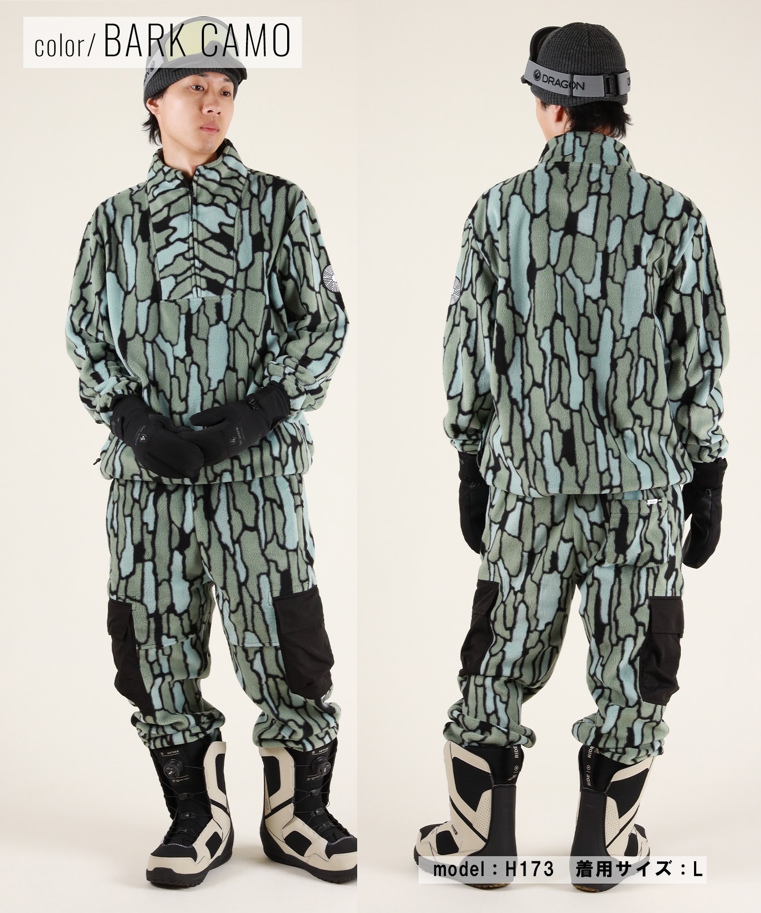 AUTUMN オータム VORTEX FLEECE スノーボード ウェア インナーウェア ユニセックス ムラサキスポーツ 25-26モデル MM D25【2526】(BARKCAMO-S)