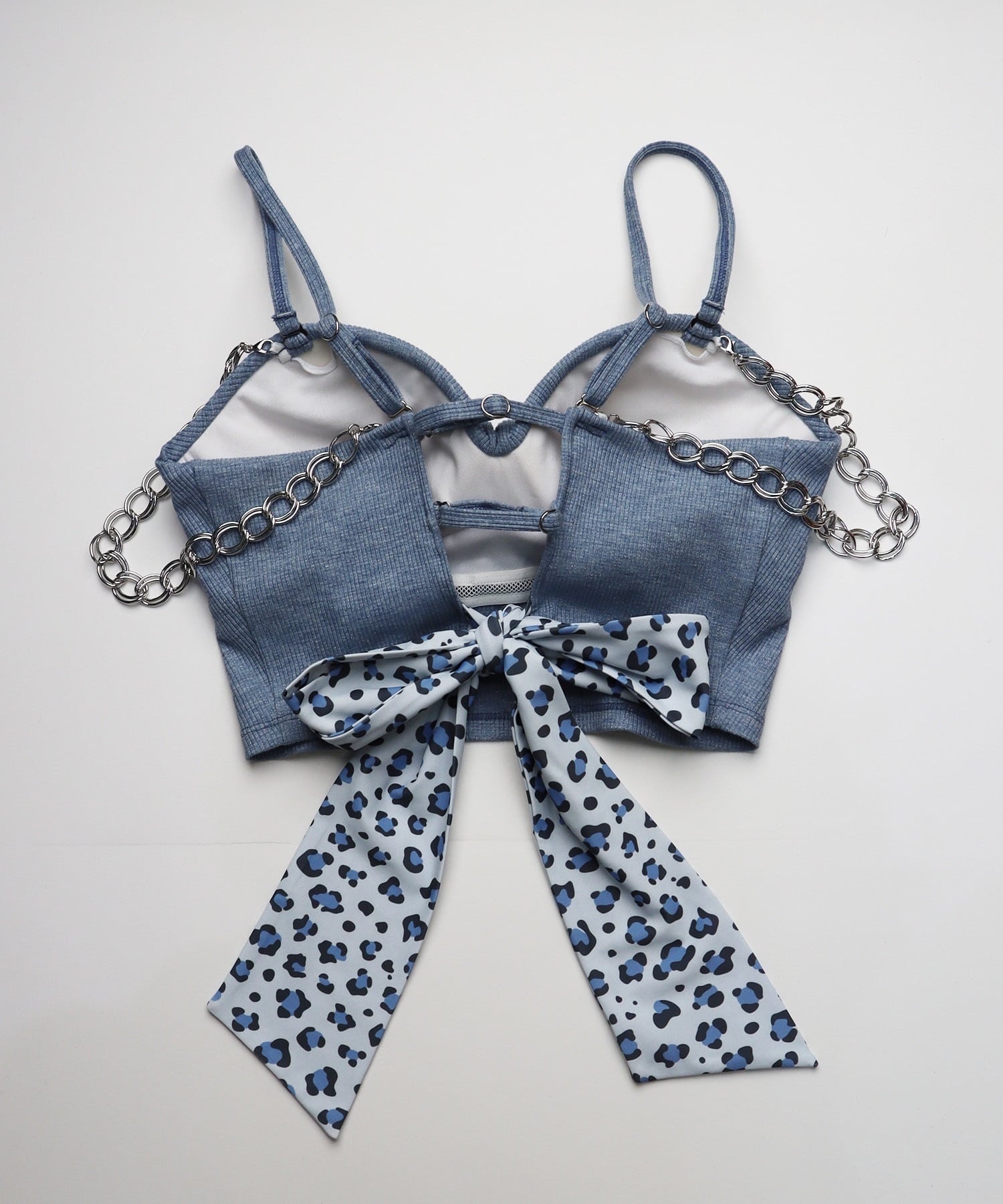 GYDA ジェイダ 水着 レディース バンドゥ アニマル柄 リブ素材 チェーン付 404050(WHT-9)