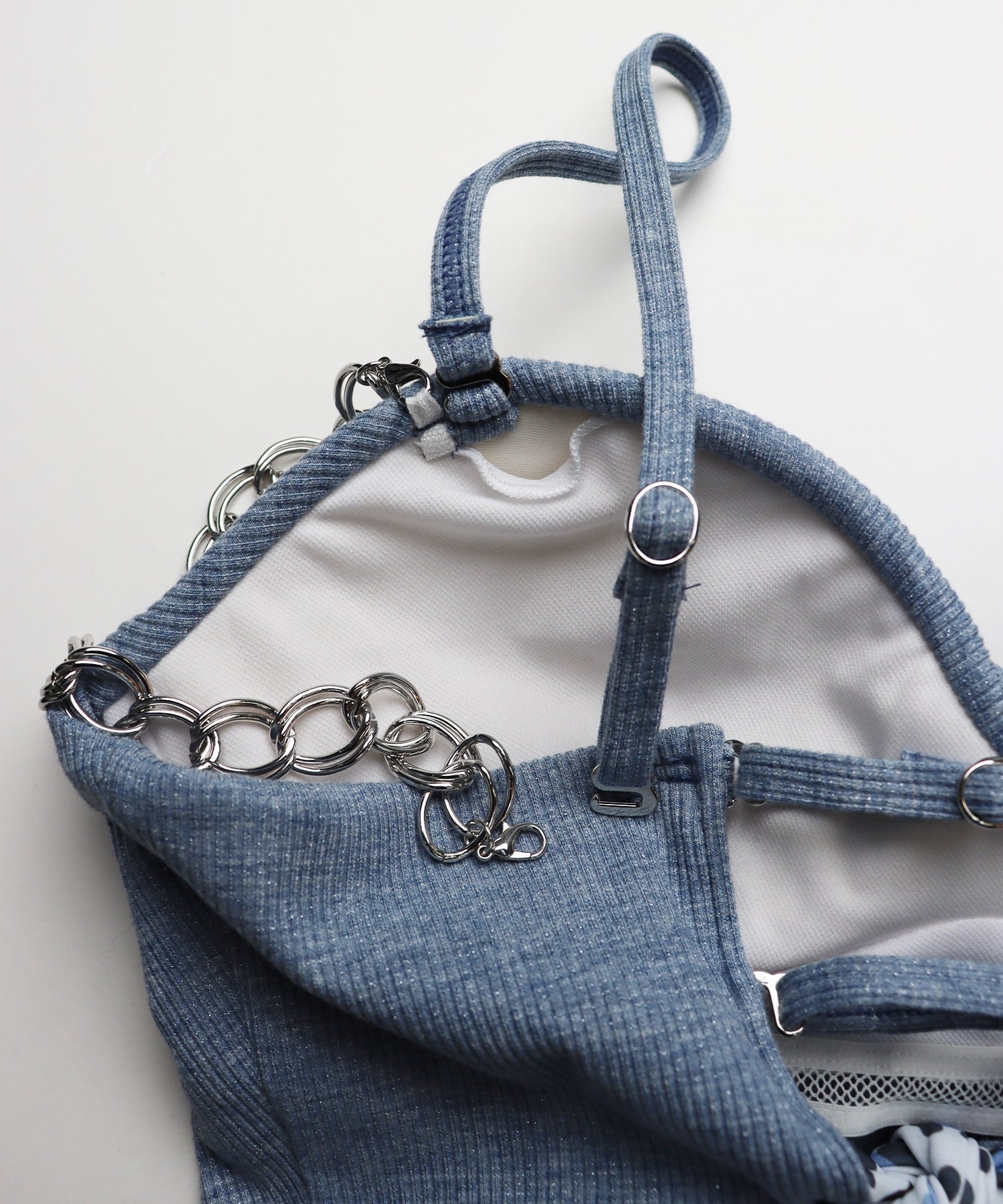 GYDA ジェイダ 水着 レディース バンドゥ アニマル柄 リブ素材 チェーン付 404050(WHT-9)