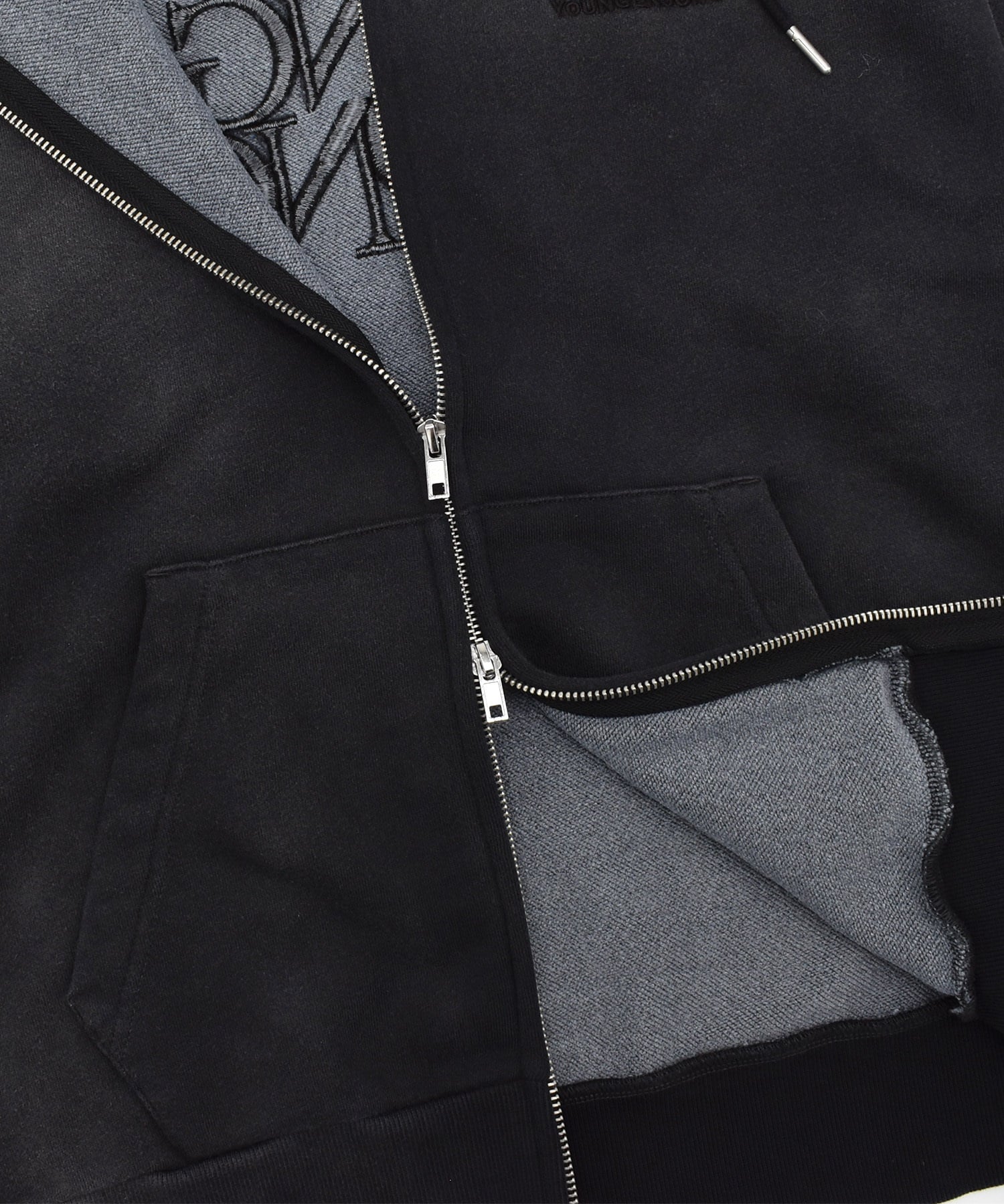 UMBRO アンブロ × Younger Song ヤンガーソング コラボ ジップアップ パーカー 裏毛 MD27-LHD03 ムラサキスポーツ限定(BLACK-M)