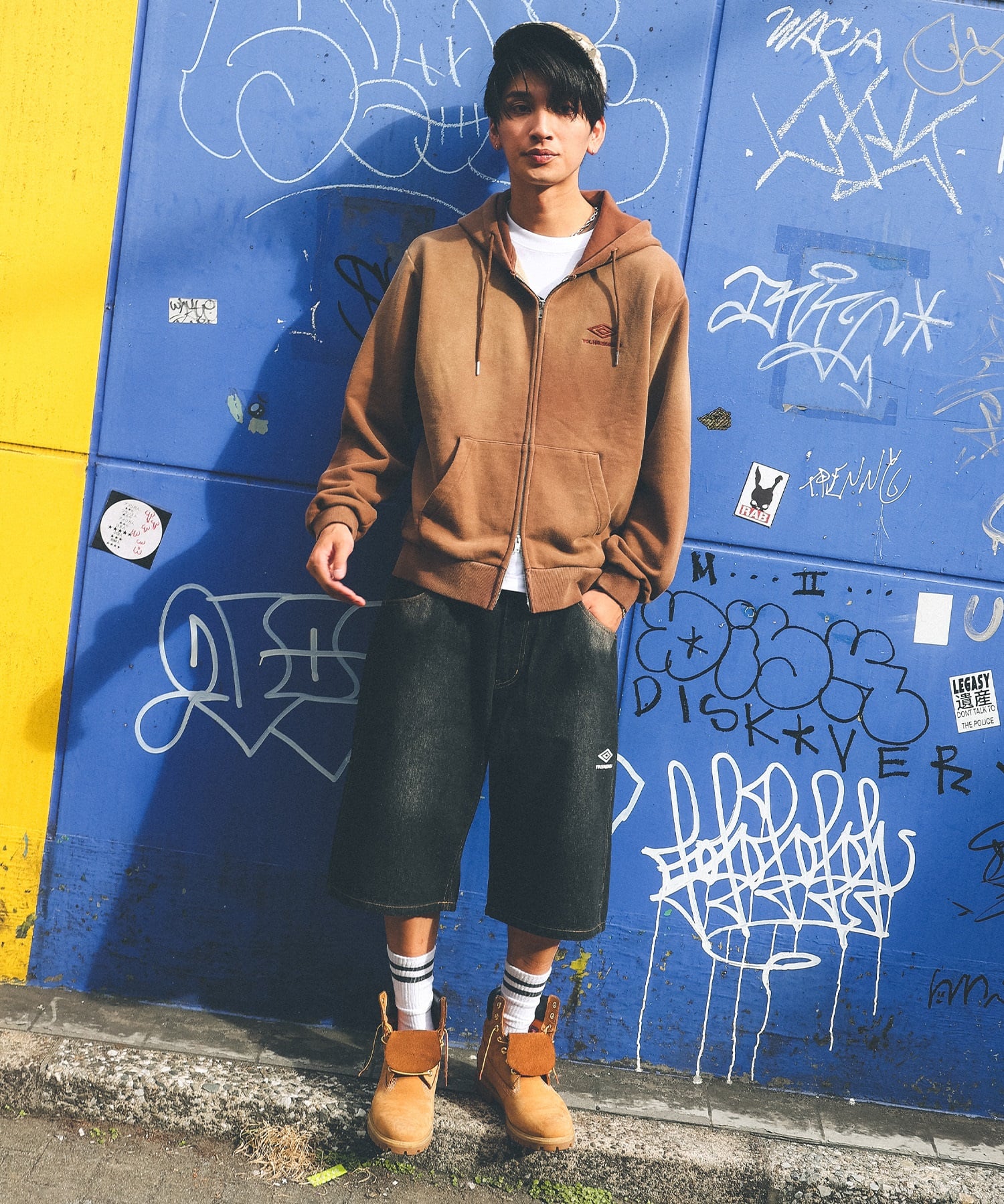 UMBRO アンブロ × Younger Song ヤンガーソング コラボ ジップアップ パーカー 裏毛 MD27-LHD03 ムラサキスポーツ限定(BLACK-M)