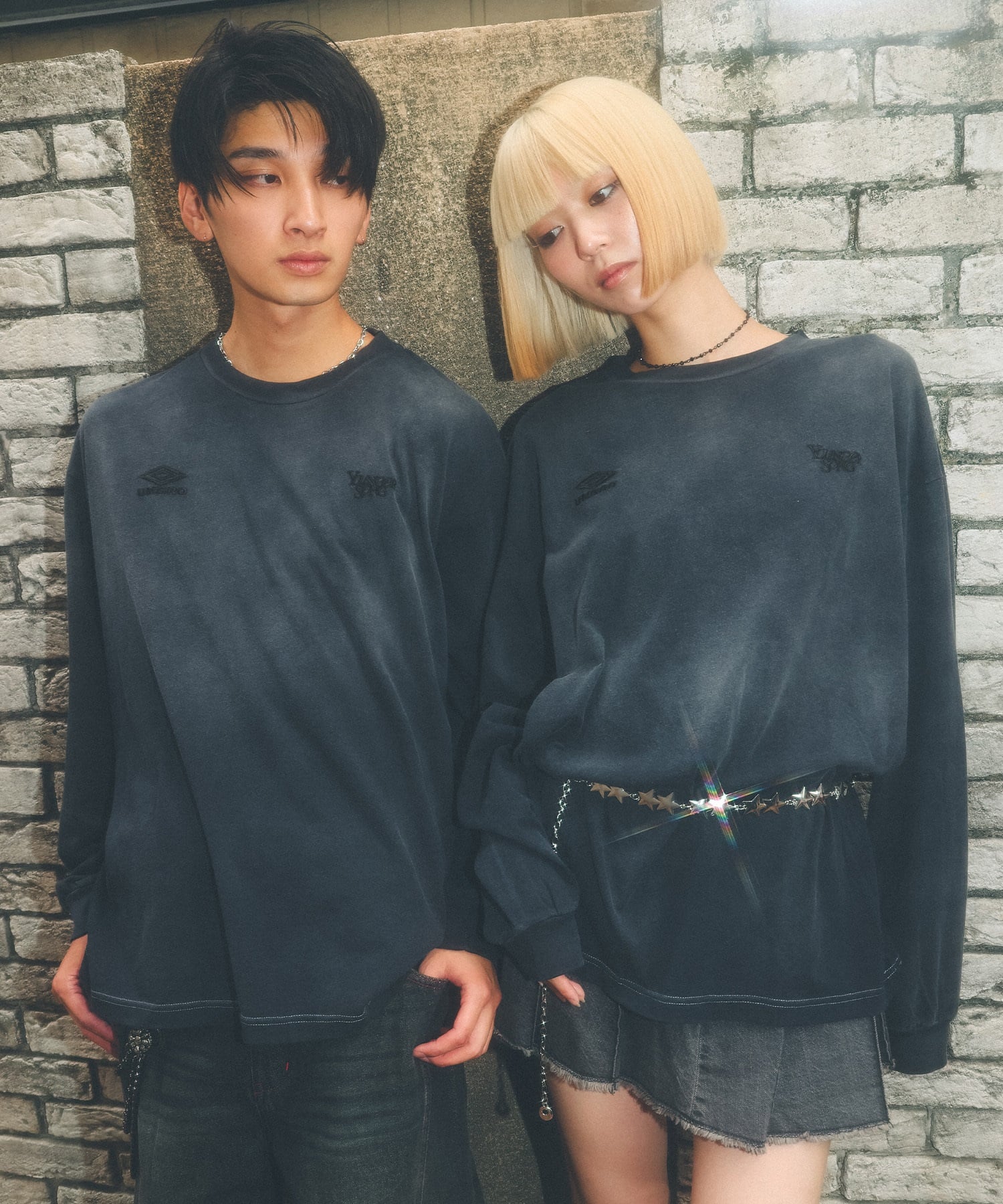 UMBRO アンブロ × Younger Song ヤンガーソング コラボ 長袖 Tシャツ ロンT MD27-LST02A ムラサキスポーツ限定(BLACK-S)