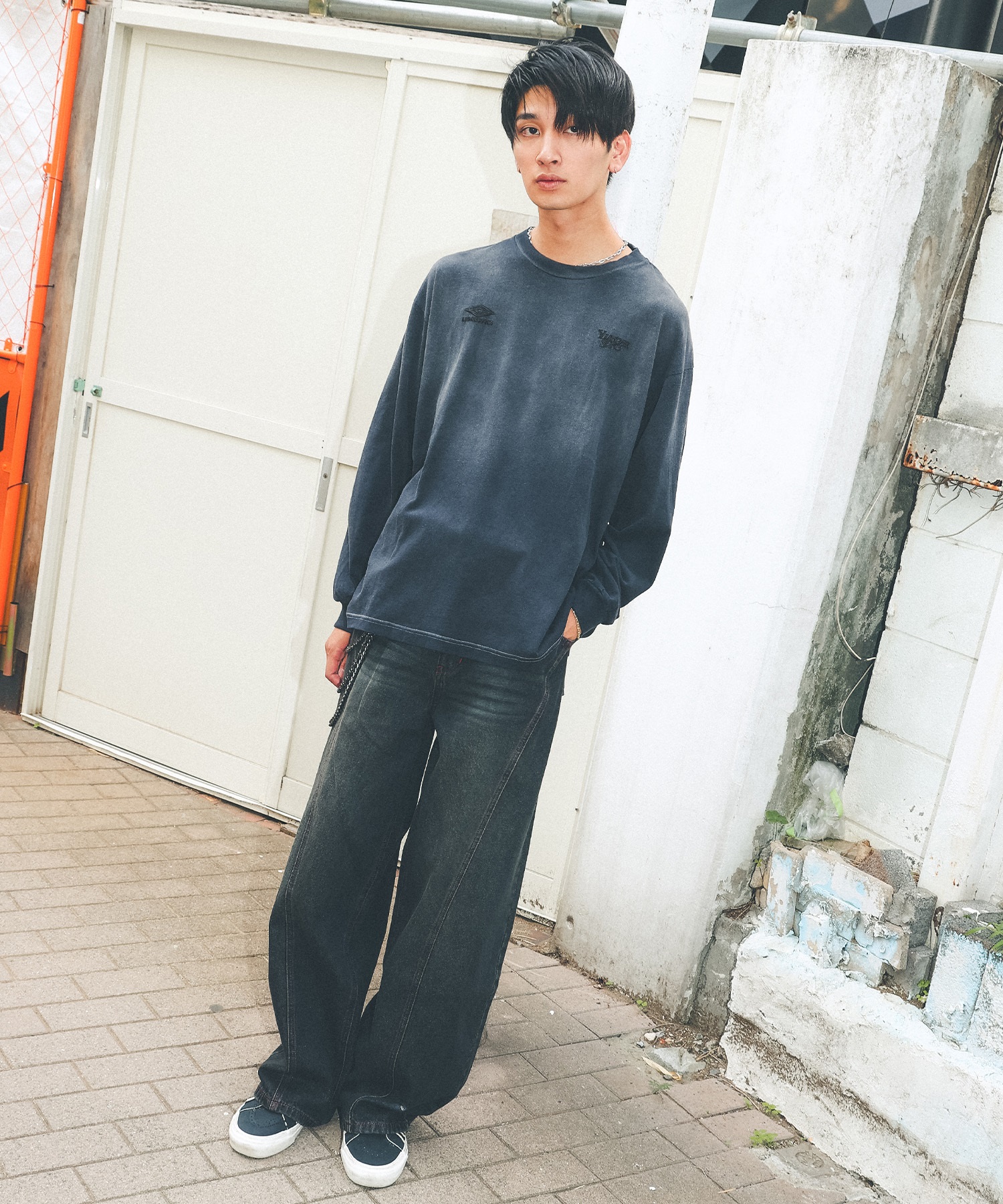 UMBRO アンブロ × Younger Song ヤンガーソング コラボ 長袖 Tシャツ ロンT MD27-LST02B ムラサキスポーツ限定(BLACK-S)