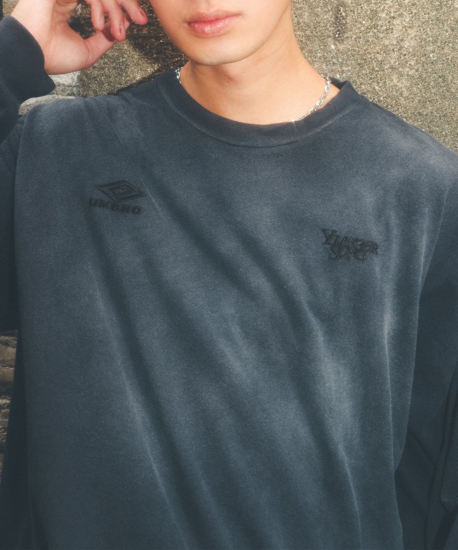 UMBRO アンブロ × Younger Song ヤンガーソング コラボ 長袖 Tシャツ ロンT MD27-LST02B ムラサキスポーツ限定(BLACK-S)