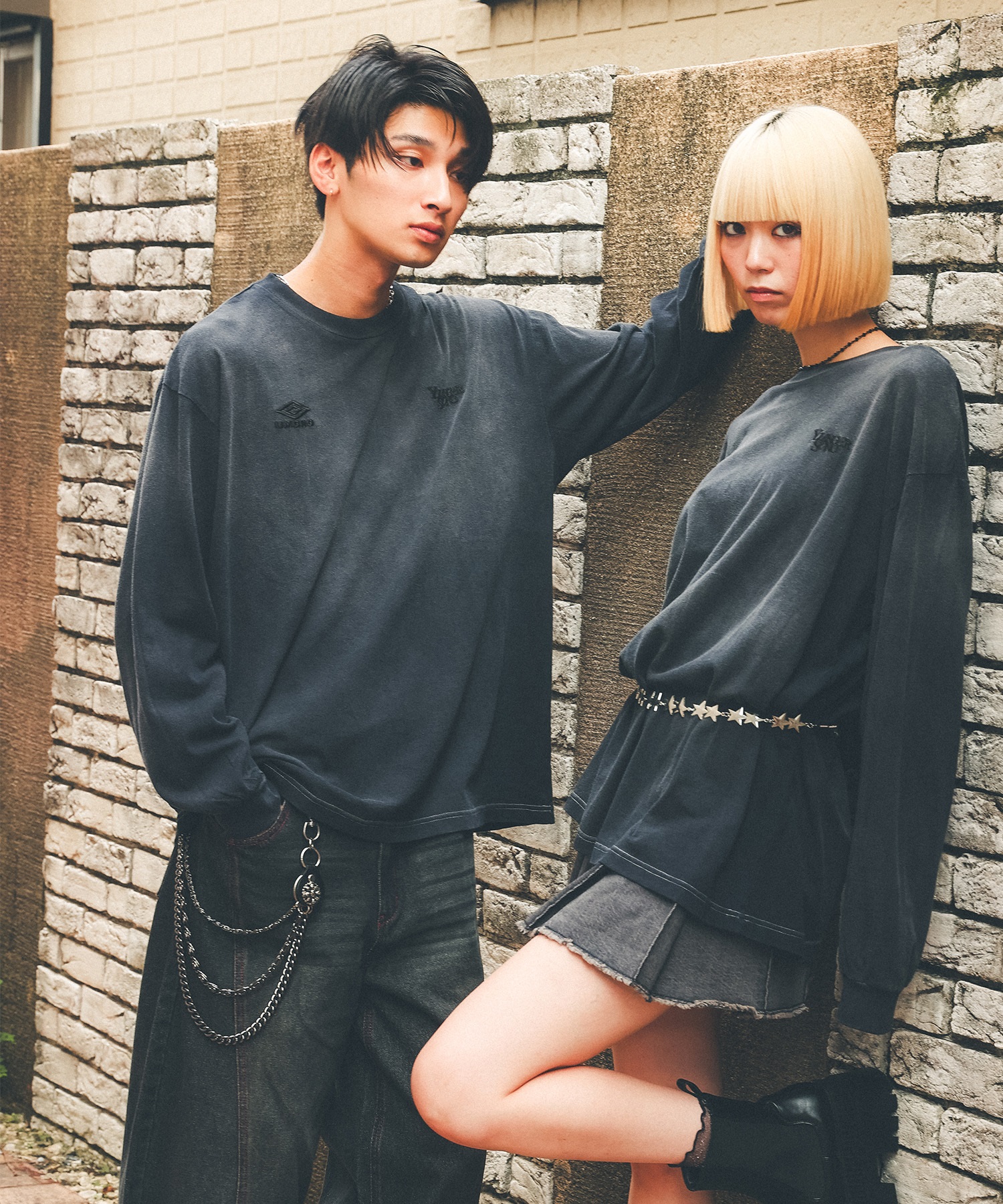 UMBRO アンブロ × Younger Song ヤンガーソング コラボ 長袖 Tシャツ ロンT MD27-LST02B ムラサキスポーツ限定(BLACK-S)