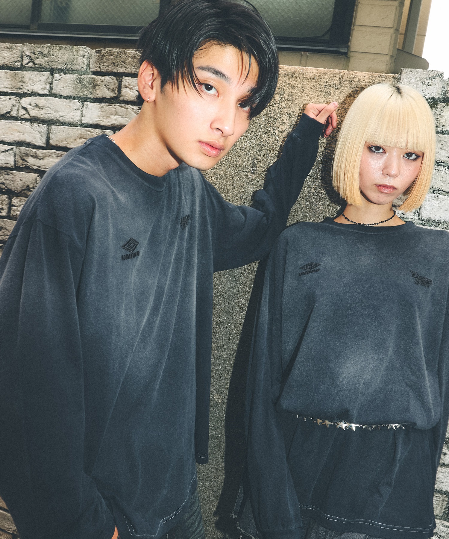 UMBRO アンブロ × Younger Song ヤンガーソング コラボ 長袖 Tシャツ ロンT MD27-LST02B ムラサキスポーツ限定(BLACK-S)