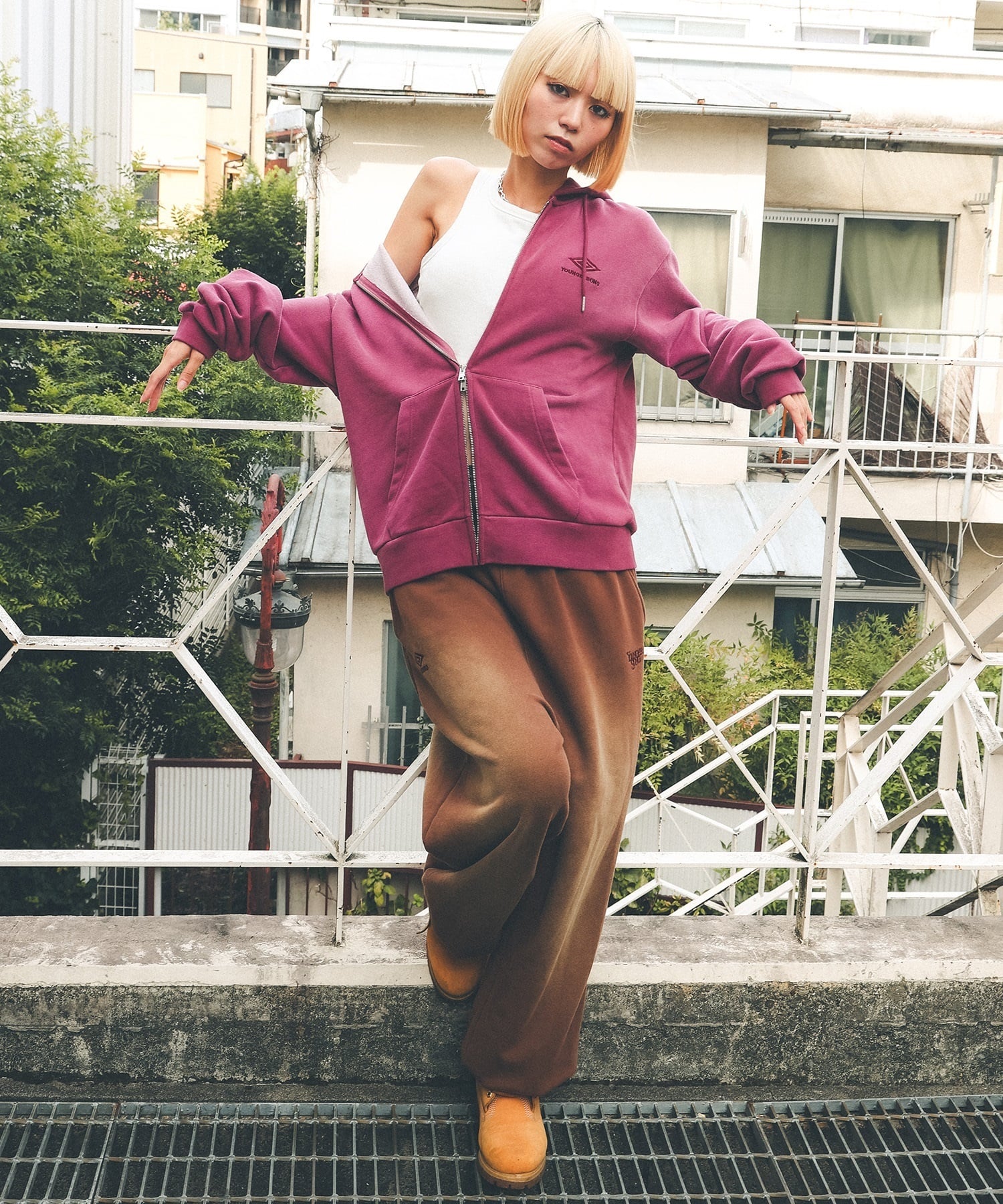 UMBRO アンブロ × Younger Song ヤンガーソング コラボ スウェットパンツ ロングパンツ MD27-LPT05 ムラサキスポーツ限定(BLACK-M)