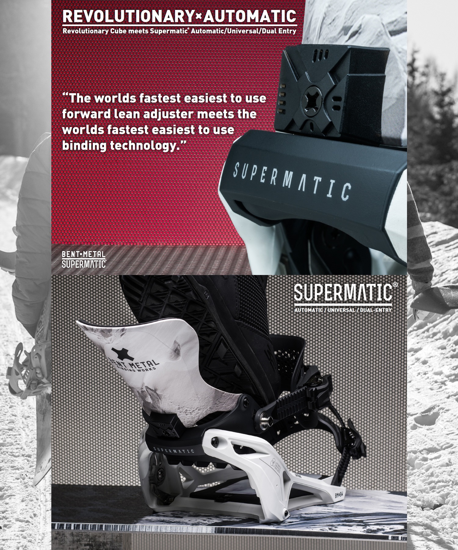 BENT METAL ベントメタル スノーボード バインディング ビンディング メンズ LIGHTNING SUPERMATIC 25-26モデル MM B15【2526】(WHITE-M)