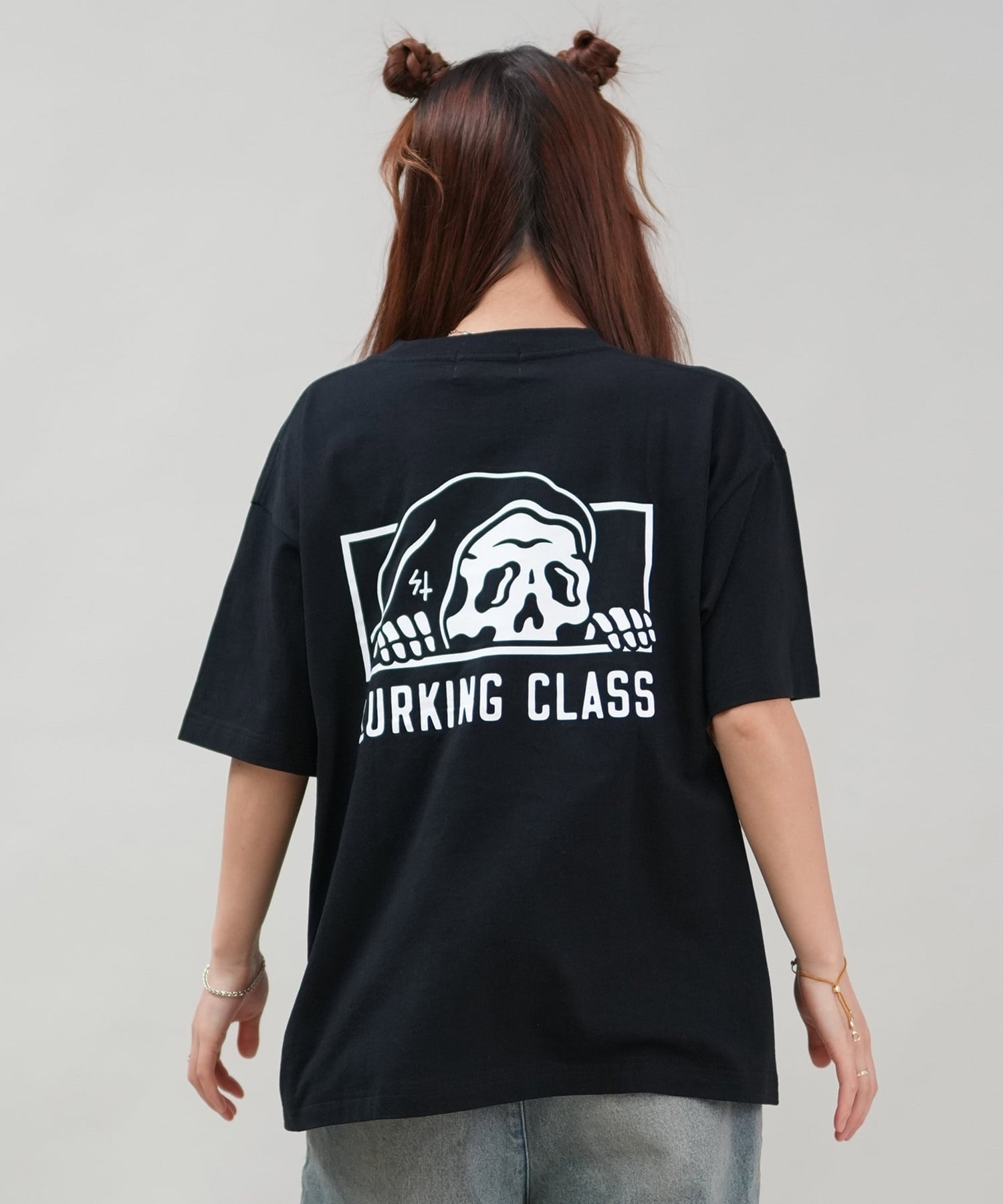LURKING CLASS ラーキングクラス 半袖 Tシャツ レディース オーバーサイズ ユニセックス ST25STM01W ムラサキスポーツ限定(BLACK-M)