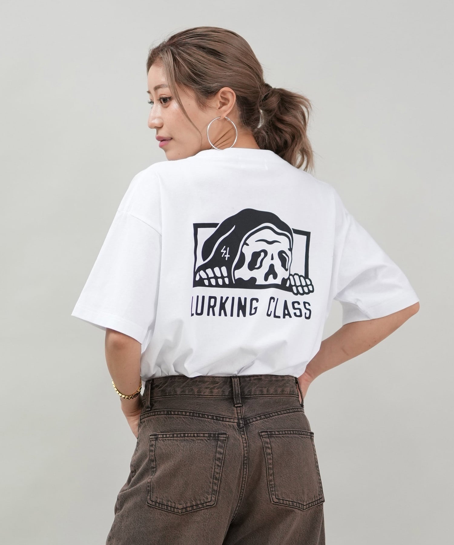 LURKING CLASS ラーキングクラス 半袖 Tシャツ レディース オーバーサイズ ユニセックス ST25STM01W ムラサキスポーツ限定(BLACK-M)
