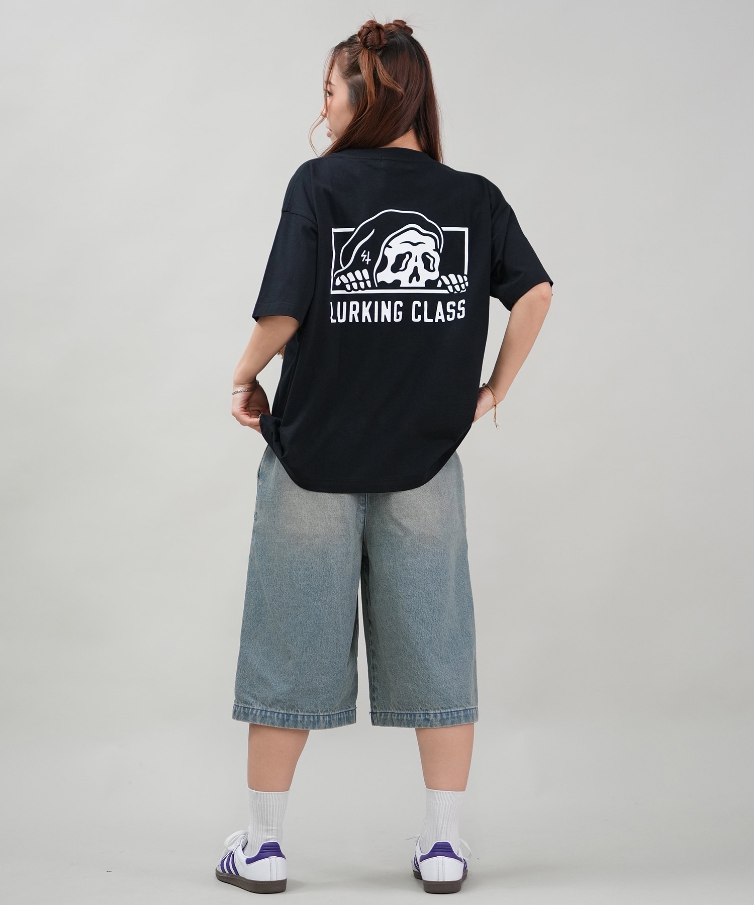 LURKING CLASS ラーキングクラス 半袖 Tシャツ レディース オーバーサイズ ユニセックス ST25STM01W ムラサキスポーツ限定(BLACK-M)