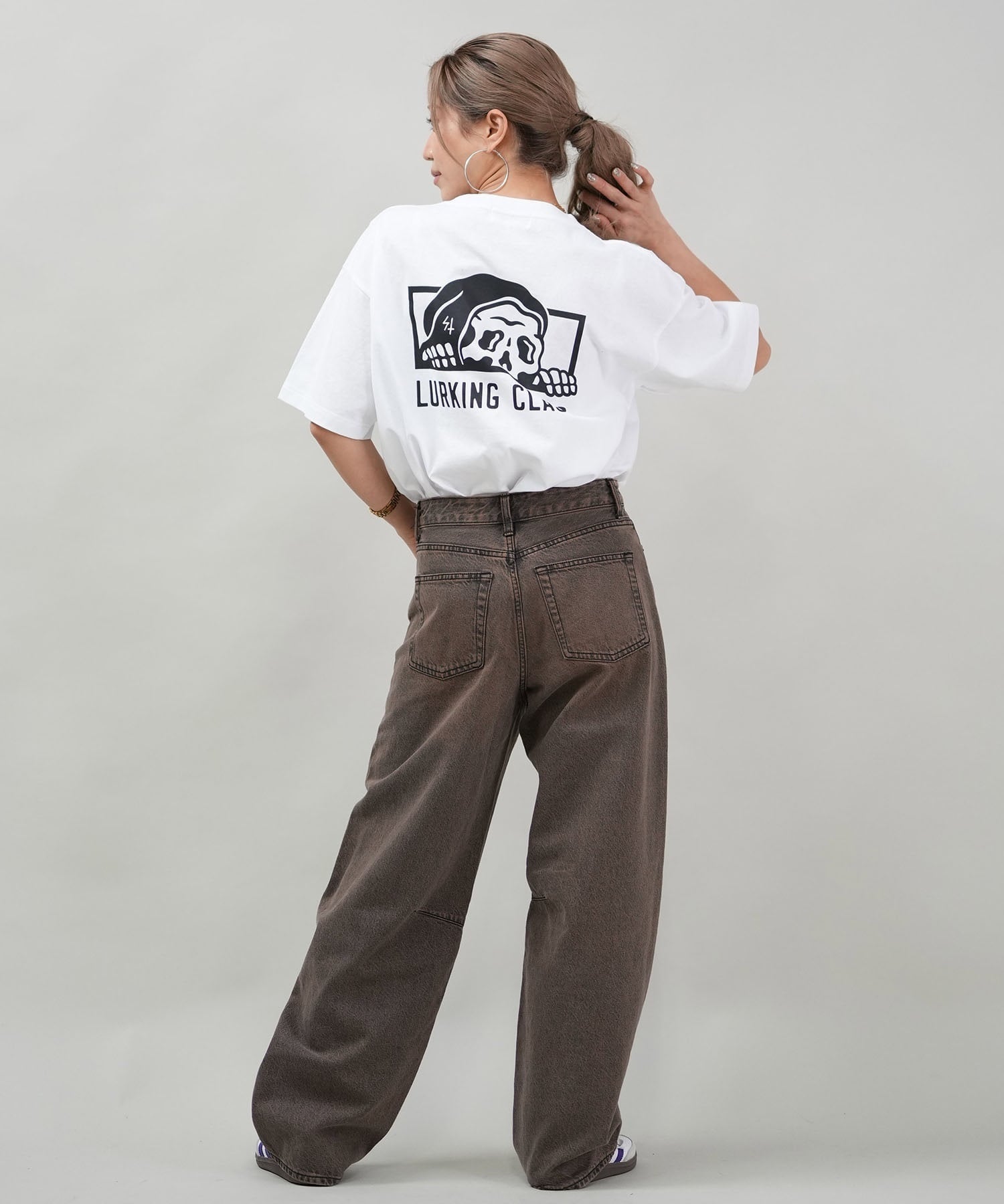 LURKING CLASS ラーキングクラス 半袖 Tシャツ レディース オーバーサイズ ユニセックス ST25STM01W ムラサキスポーツ限定(BLACK-M)