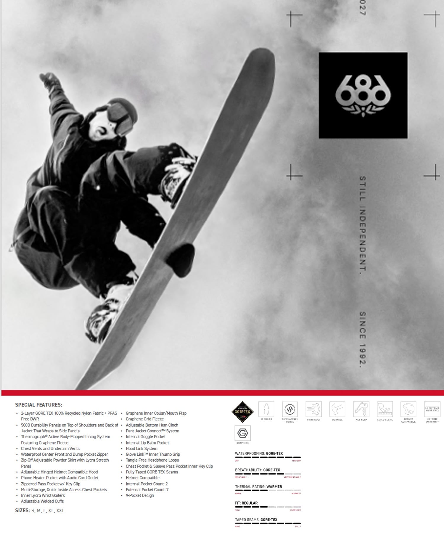 686 シックスエイトシックス ゴアテックス ディスパッチ サーマグラフ ジャケット M6WN184 スノーボード ウェア バックカントリー メンズ 26-27 早期購入/店頭受取対象外 A30(LSCB-S)