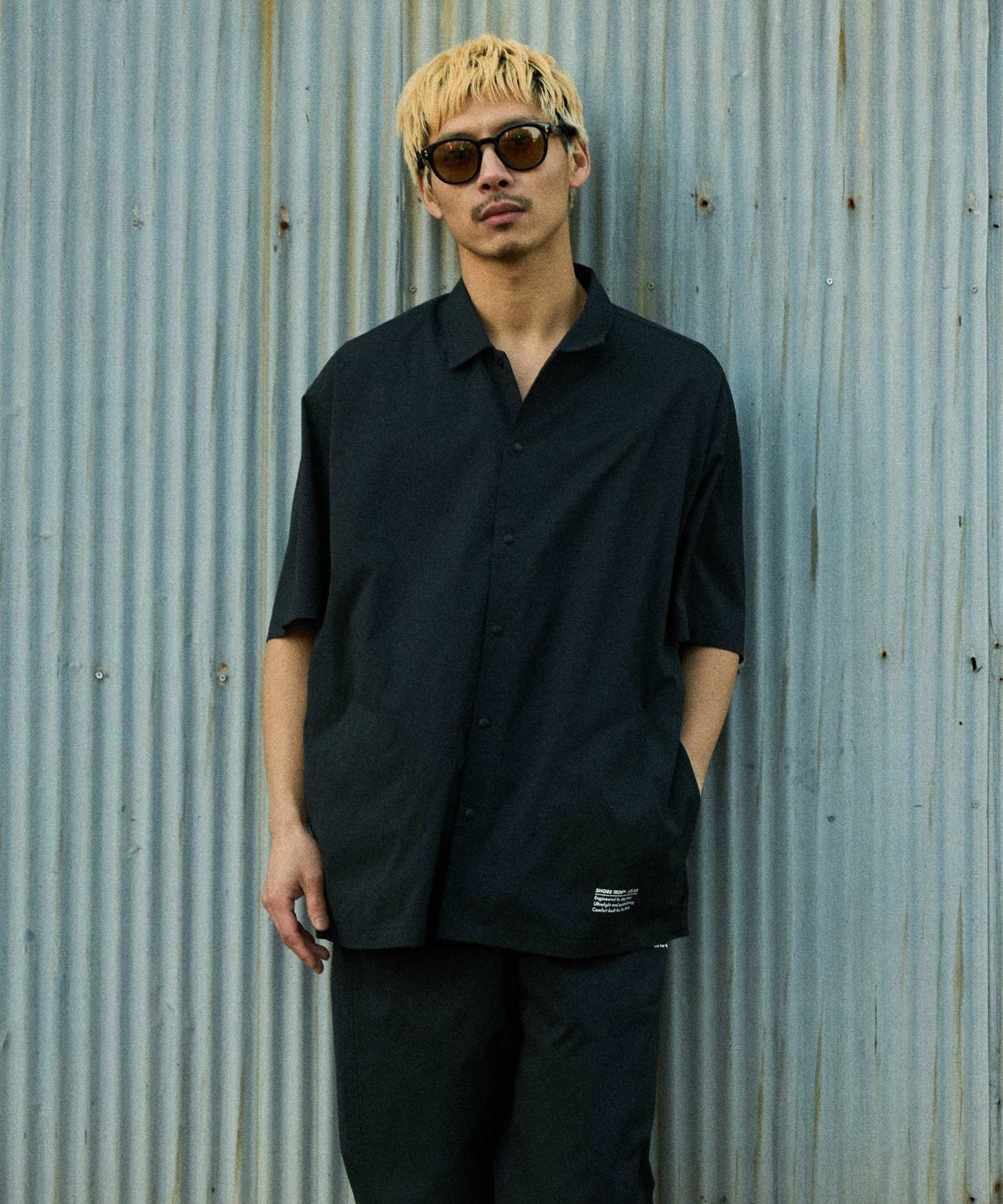 DEAR LAUREL ディアローレル 半袖 シャツ メンズ セットアップ対応 SHORE TECH SS SHIRT DL26S-2402(BLK-M)