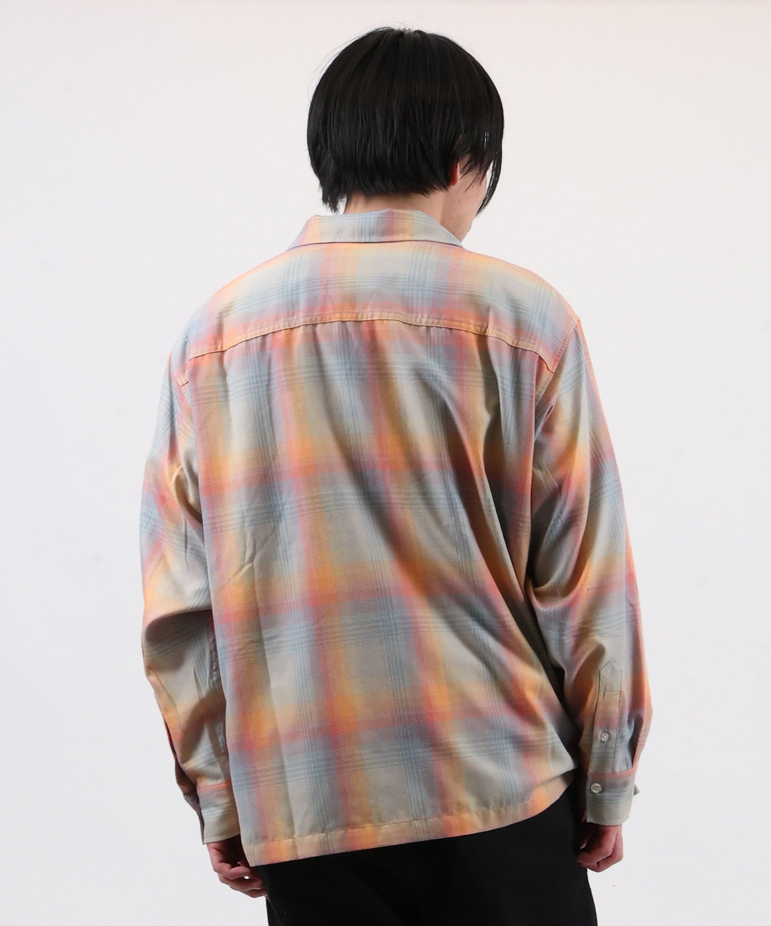 DEAR LAUREL ディアローレル 長袖 シャツ メンズ オンブレチェック 吸水速乾 DL26S-2601(BLK-M)