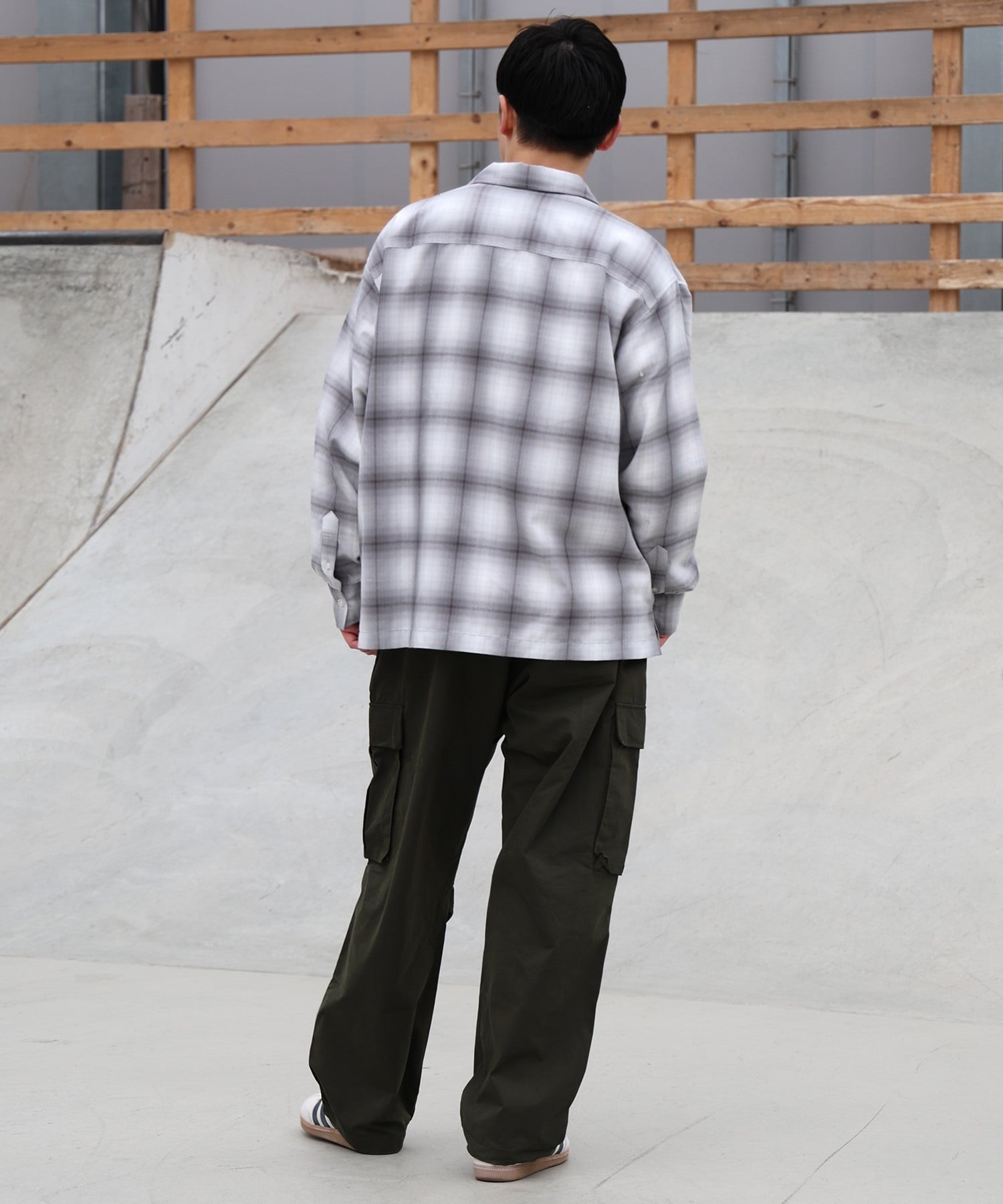 DEAR LAUREL ディアローレル 長袖 シャツ メンズ オンブレチェック 吸水速乾 DL26S-2601(BLK-M)