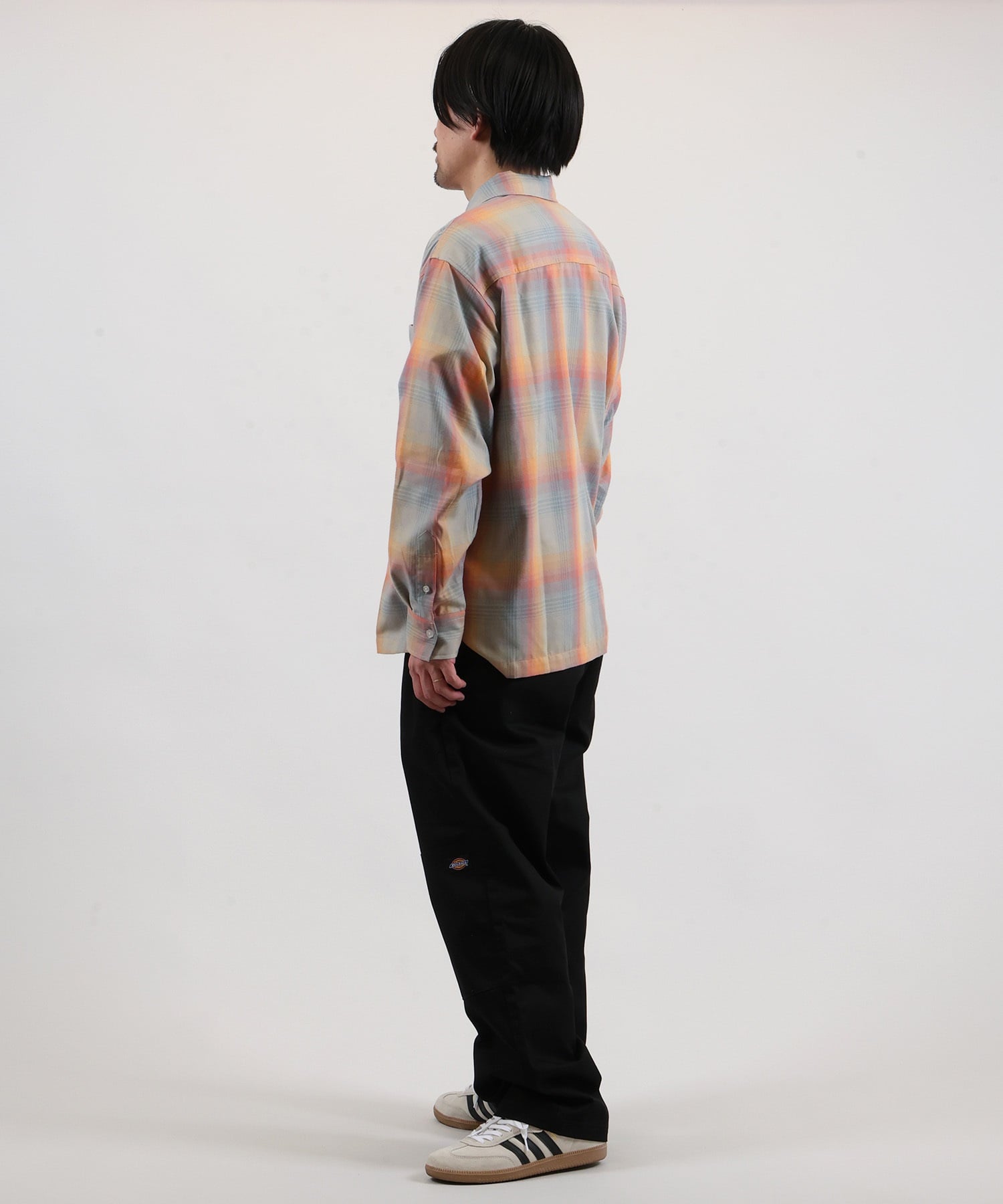 DEAR LAUREL ディアローレル 長袖 シャツ メンズ オンブレチェック 吸水速乾 DL26S-2601(BLK-M)